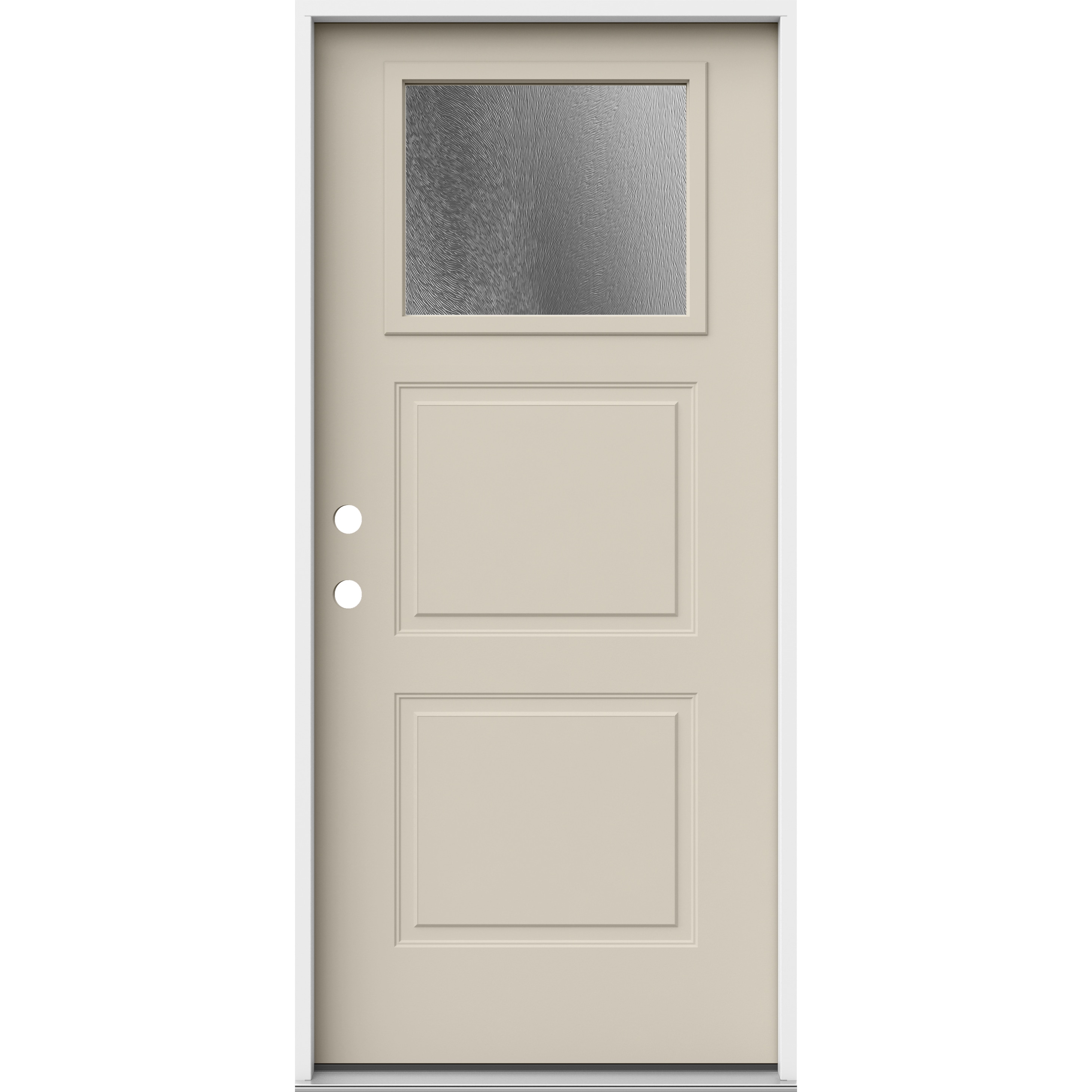 JELD-WEN LOWOLJW250000018 36-in x 80-in x 4-9/16-in Steel 1/4 lite Right-hand inswing Primed Prehung Front Door Insulating core