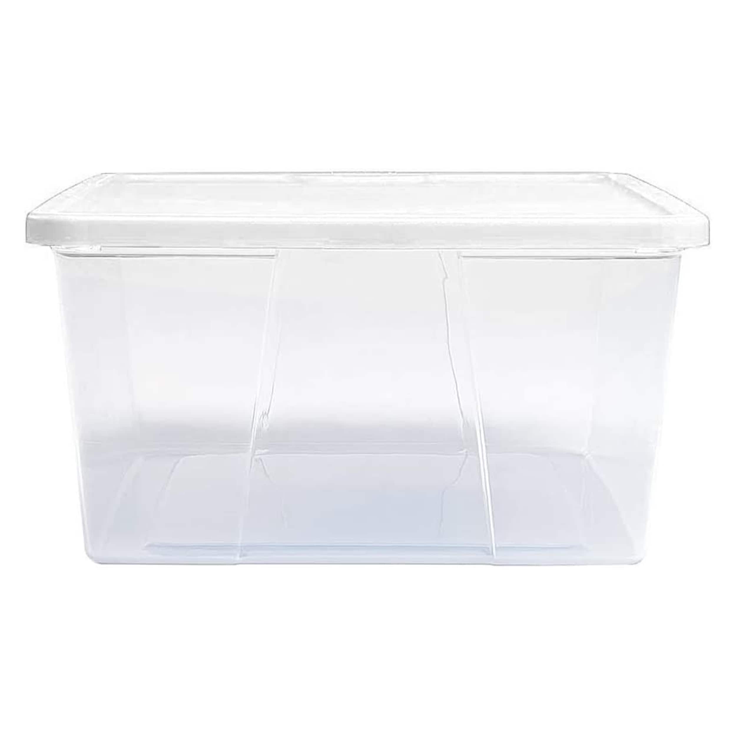Homz Products 314609 4 -Pack Medium 3 -Gallons ( 12 -Quarts ) White - 12 QT Stackable Tote with Standard Snap Lid