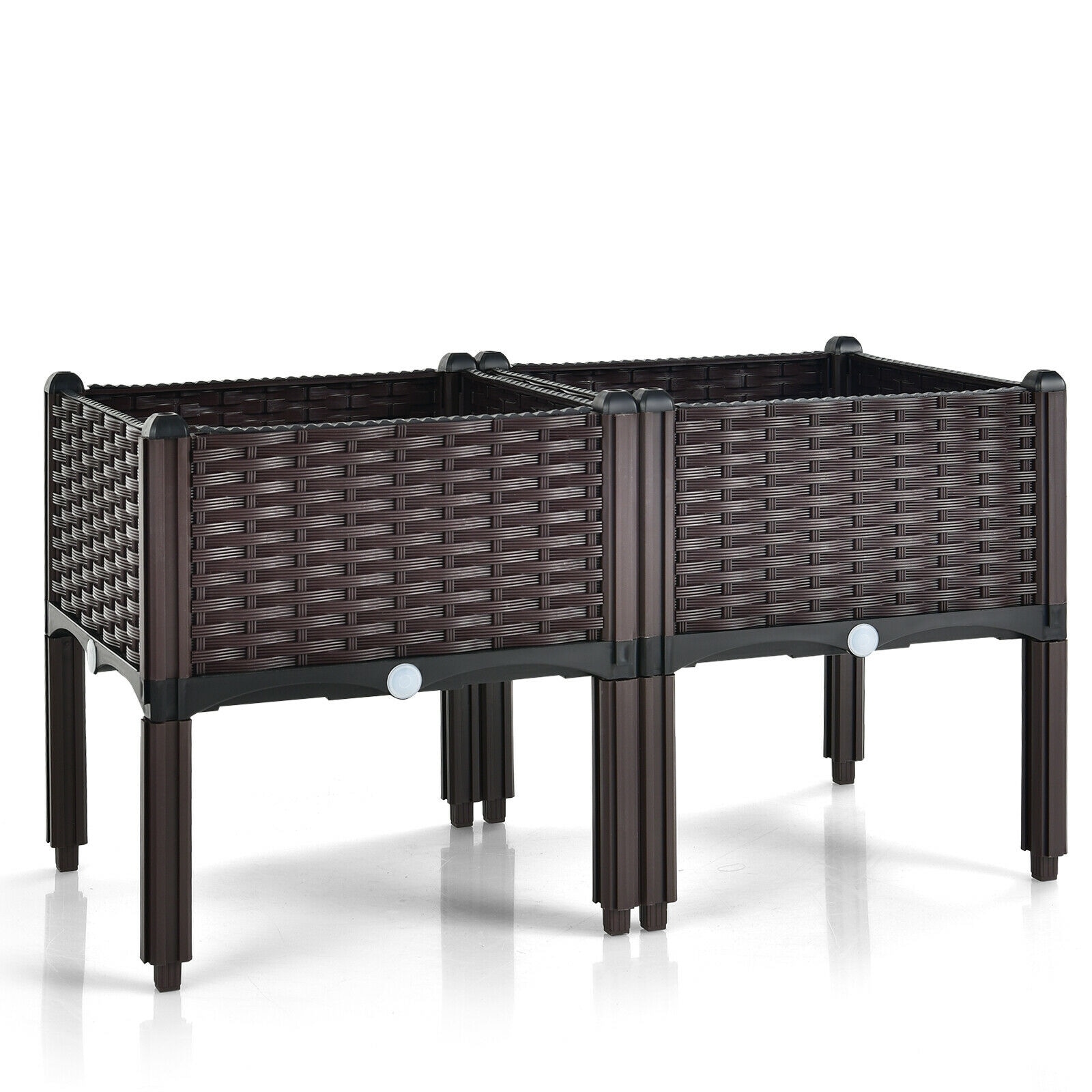 Forclover CTWE-GT3742BN 16-in W x 16-in L x 17.5-in H Brown Plastic Raised Planter Box