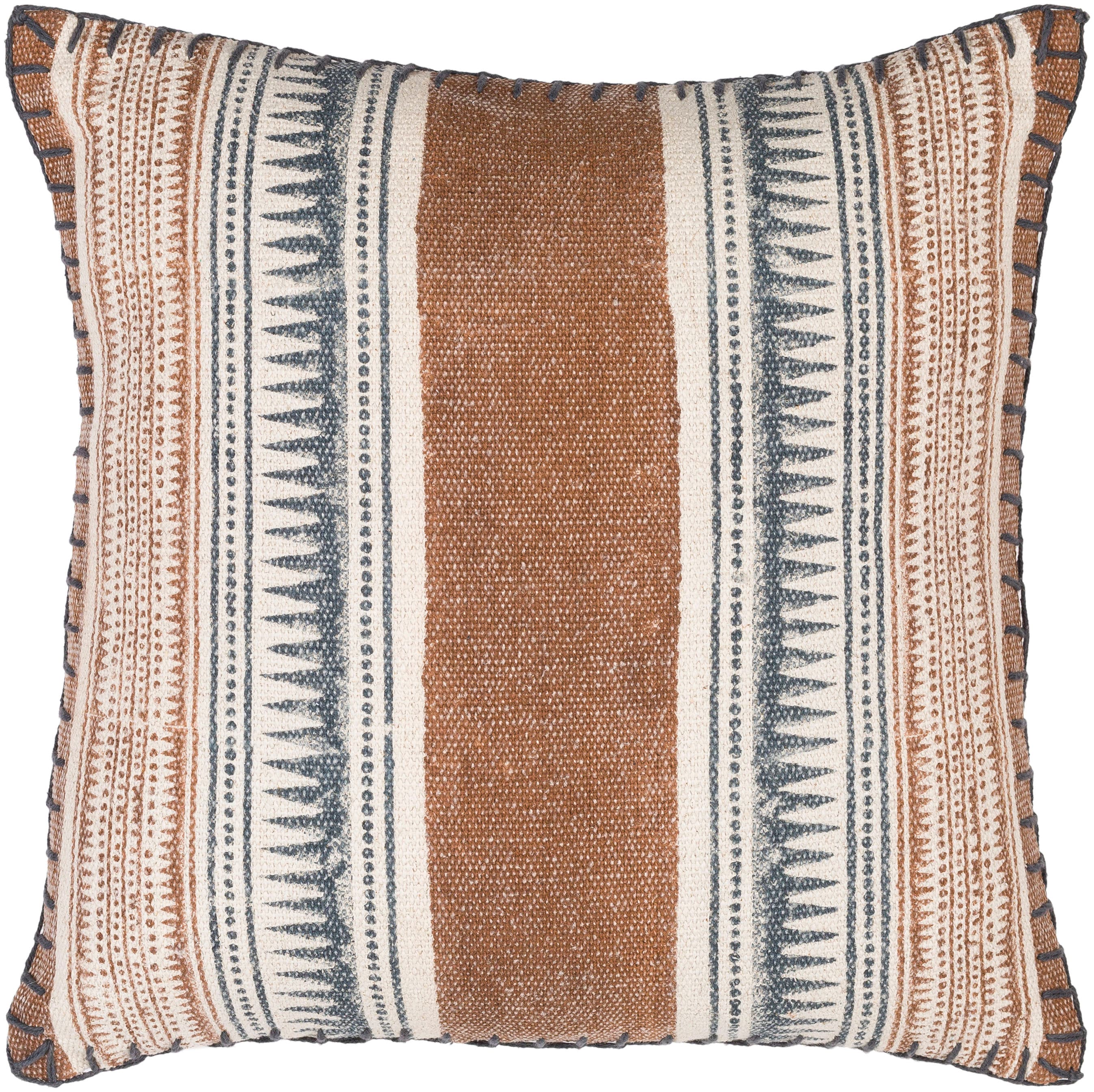Surya ZEN002-2020P Zendaya 20-in x 20-in Burnt Orange Square Indoor Decorative Pillow