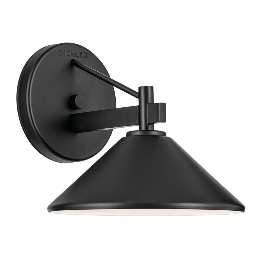 Kichler 49059BK Ripley 1 -Light 7.5-in H Black Hardwired Outdoor Wall Light