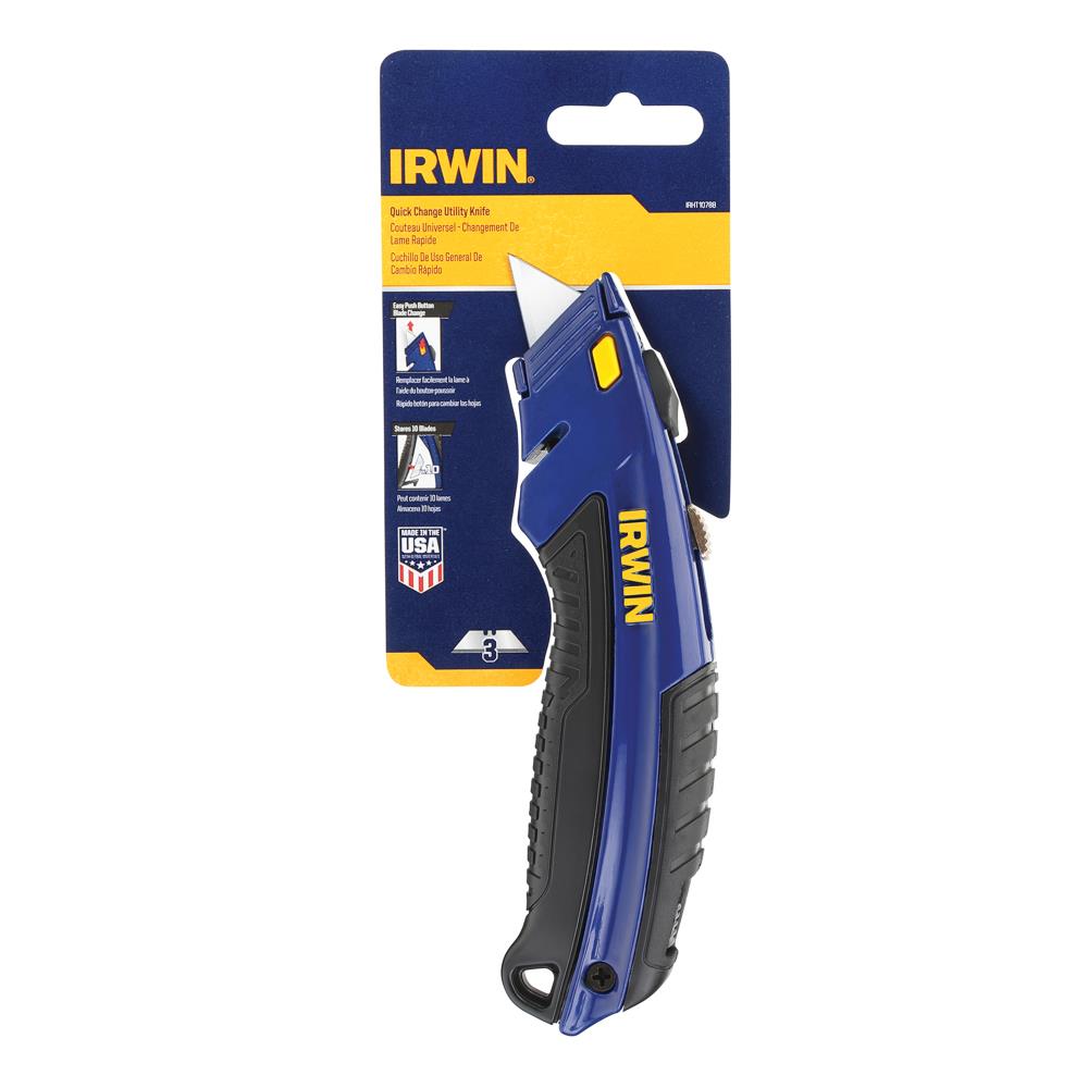 Shop IRWIN 3/4-in 3-Blade Retractable Utility Knife & 50 Pack Carbon Steel  Blades at