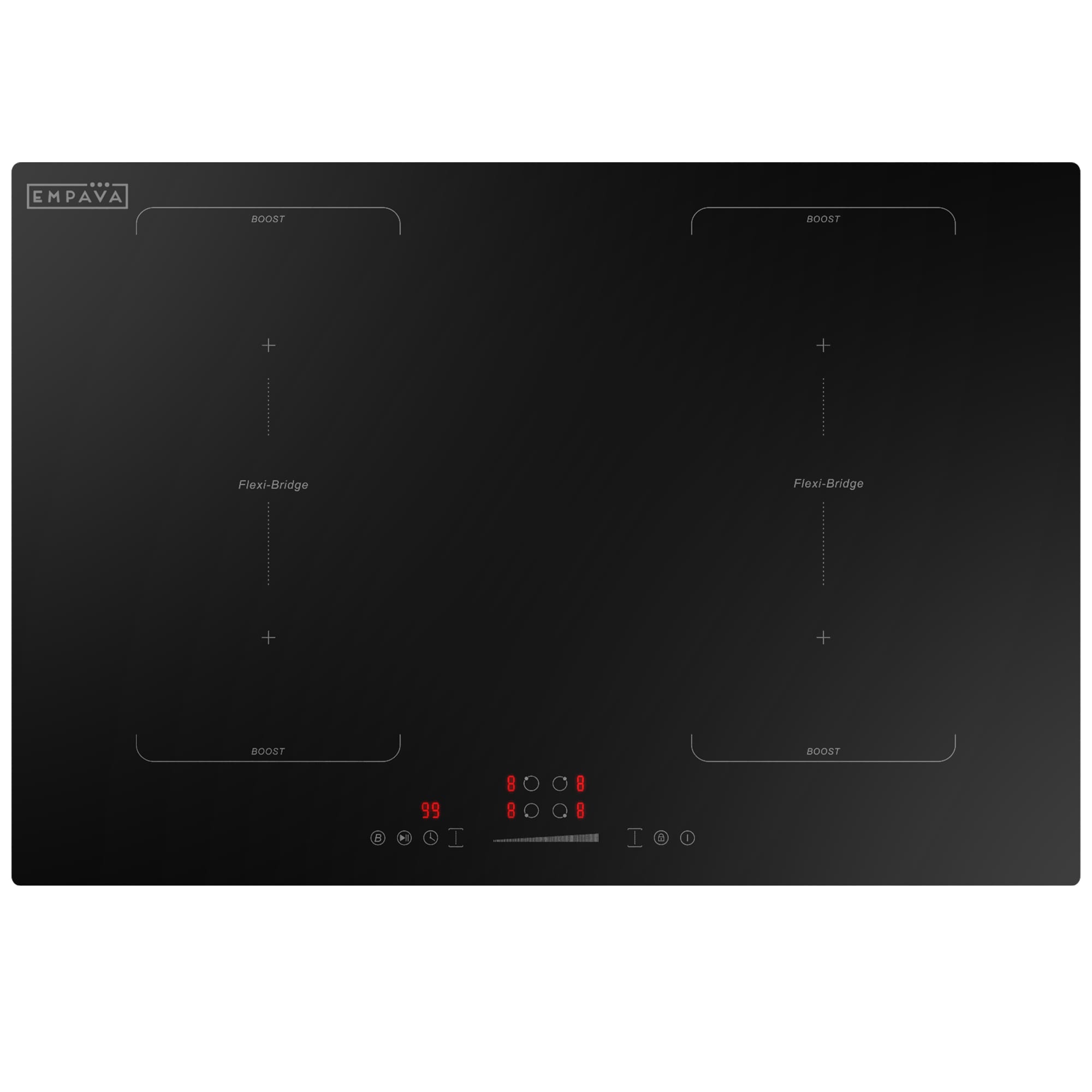 Empava EMPV-30EC04 30-in 4 burners Black Induction Cooktop with Bridge Element
