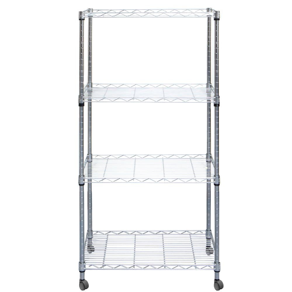 Mind Reader Alloy Collection Metal Adjustable 4 Tier Industrial Storage  Shelves with Wheels 49 12 H x 13 12 W x 23 14 L Silver - Office Depot