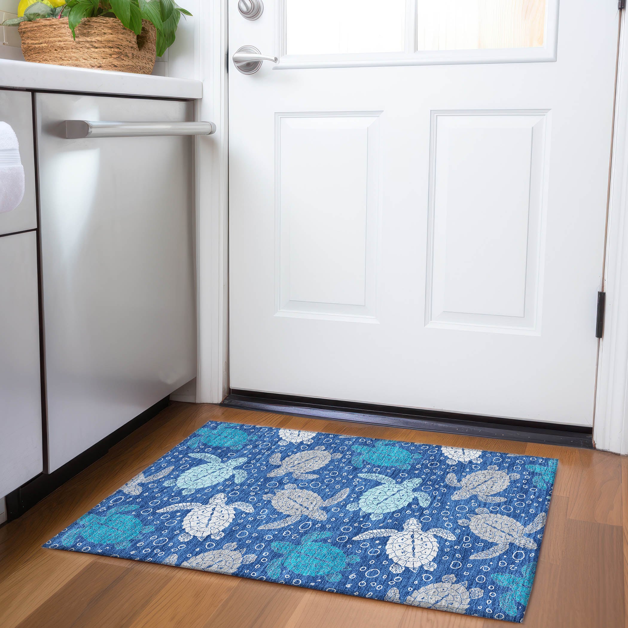 Addison Rugs AMF192BL20X30 Mayfield AMF192BL 2 x 3 (ft) Loomed Polyester Blue Rectangular Indoor Geometric Machine washable Area rug