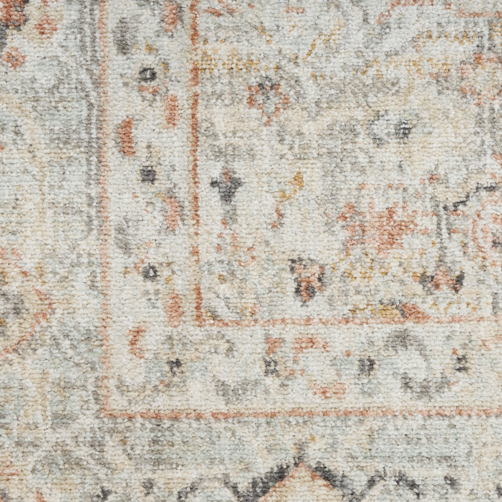 Light Grey Floral Synthetic Rectangular 5' x 7' Area Rug