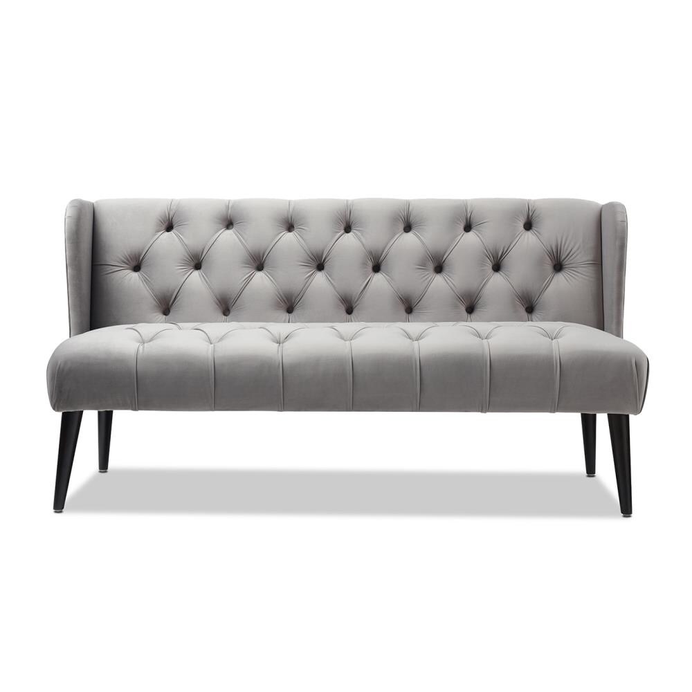Jennifer Taylor Home 63340-3-865 Silvia Midcentury Opal Grey Velvet Accent Bench 67-Inches x 30.0-Inches x 35.5-Inches