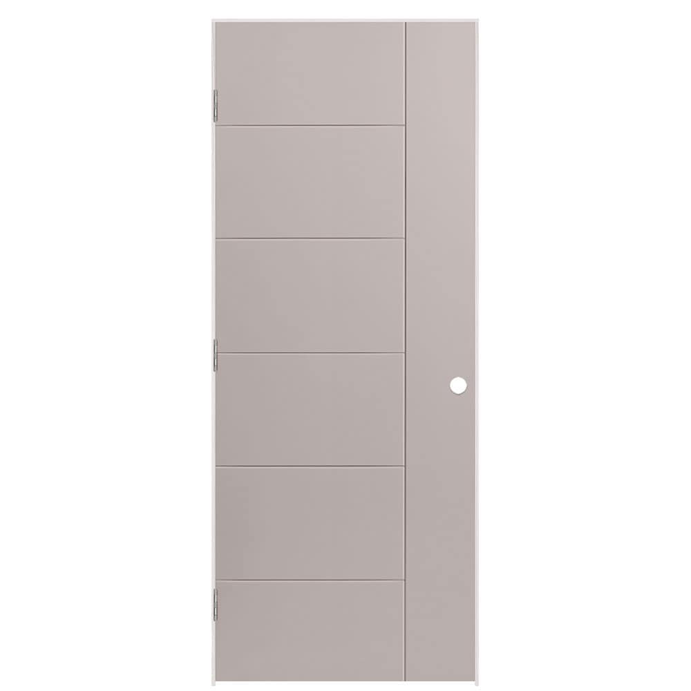Masonite 1446837 32-in x 80-in Driftwood Hollow core Flush Right hand Smooth Prefinished Molded composite Flat Jamb Single Prehung Interior Door