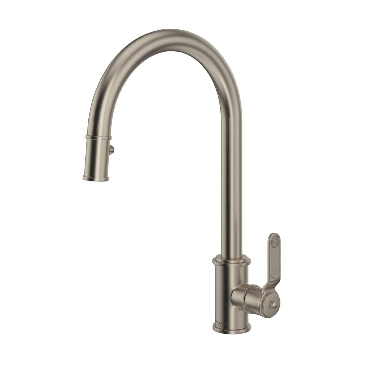 Rohl U.4544HT-STN-2 Armstrong 1.8 GPM Deck Mount Pull-Down Kitchen Faucet in Satin Nickel with Lever Handle