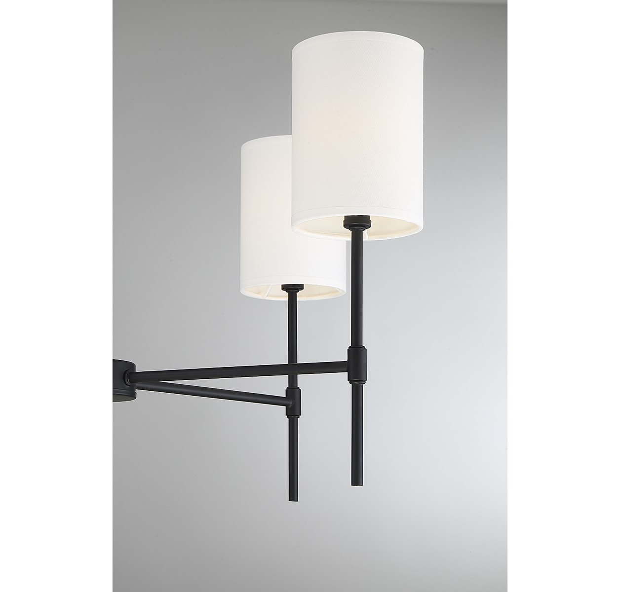 Matte Black and White Fabric 5-Light Chandelier