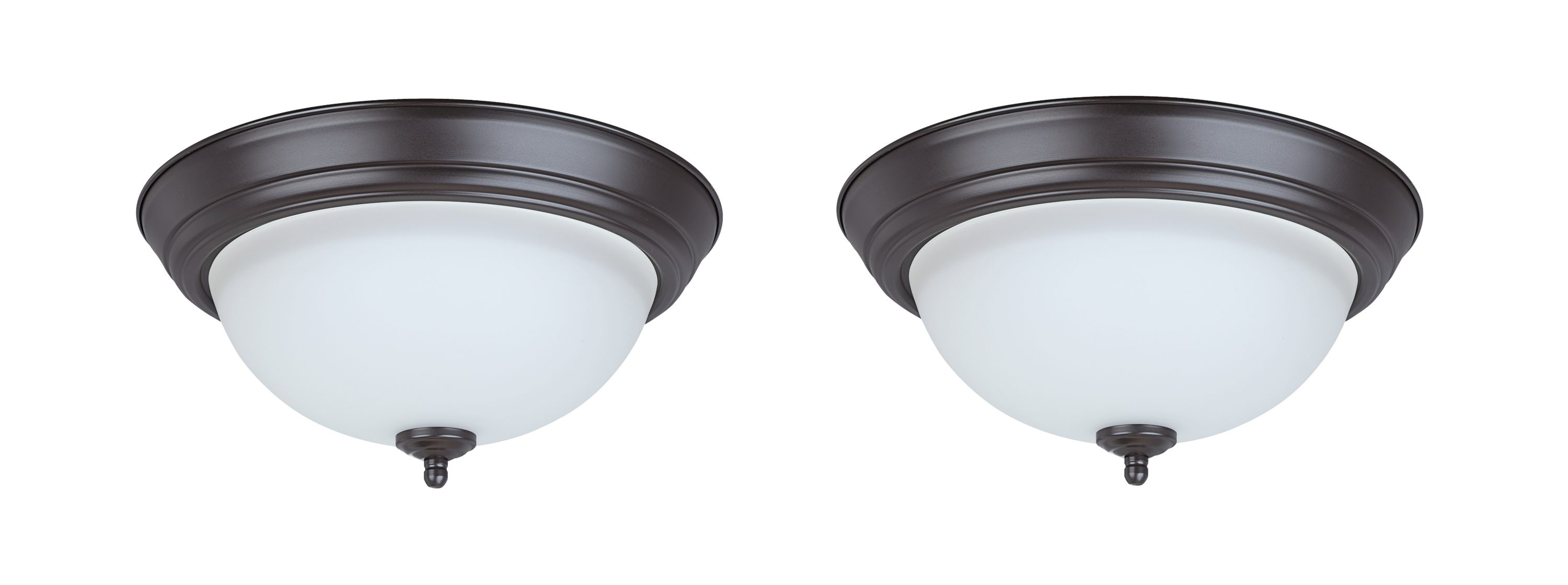 Bronze and Frosted Glass LED Flush Mount Ceiling Light, 11" Diameter, 2 Pack