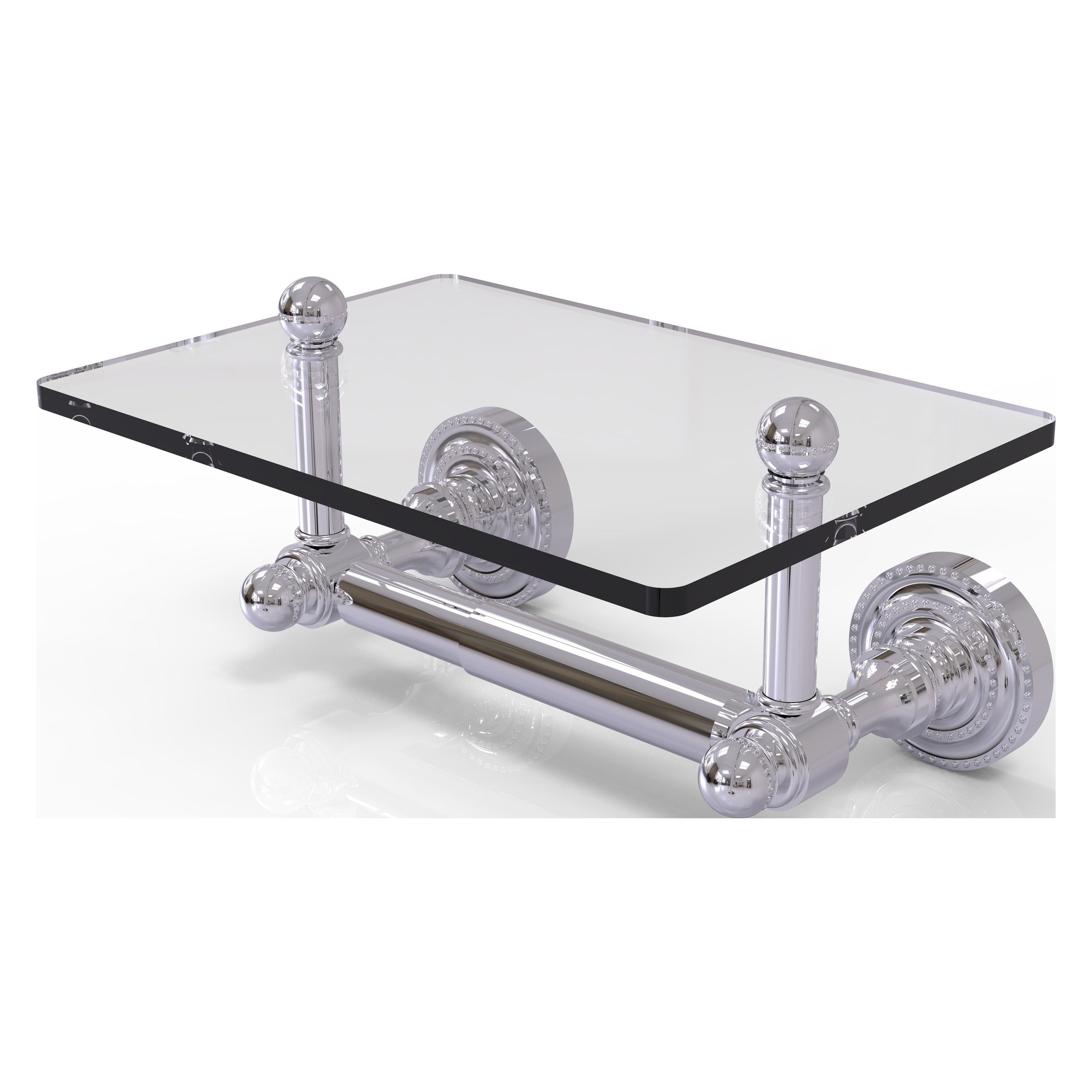 Allied Brass DT-GLT-24-PC Dottingham Polished Chrome Wall mount Double post Toilet Paper Holder 1 -Rolls with Storage