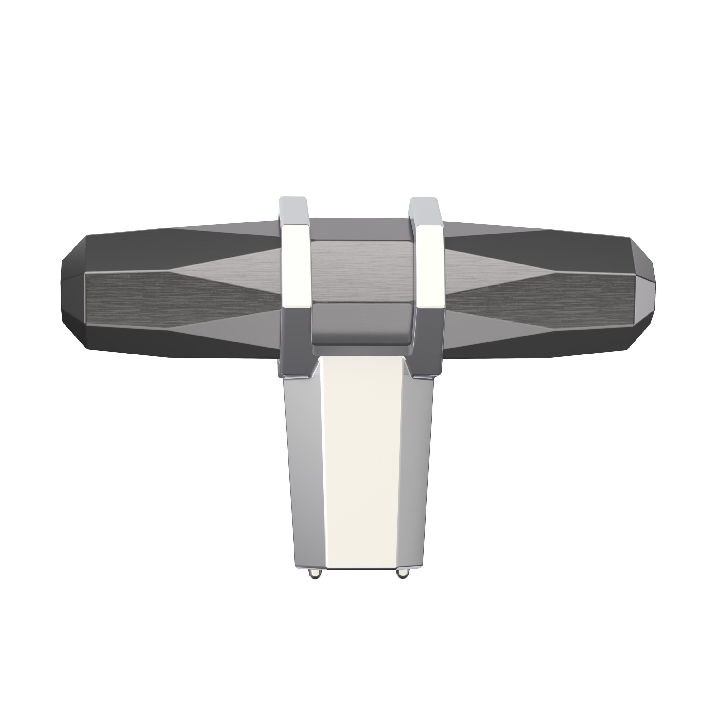 Polished Chrome and Black T-Handle Cabinet Knob with Mounting Hardware