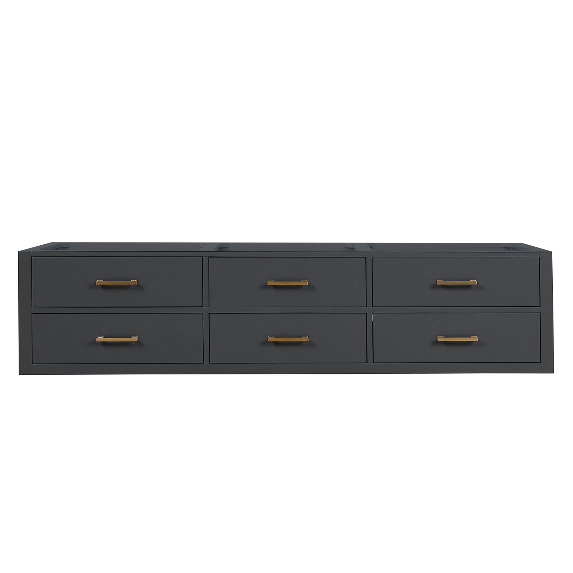 Lexora LVSO80DL000 Southold 80-in Black Floating Bathroom Vanity Base Cabinet without Top