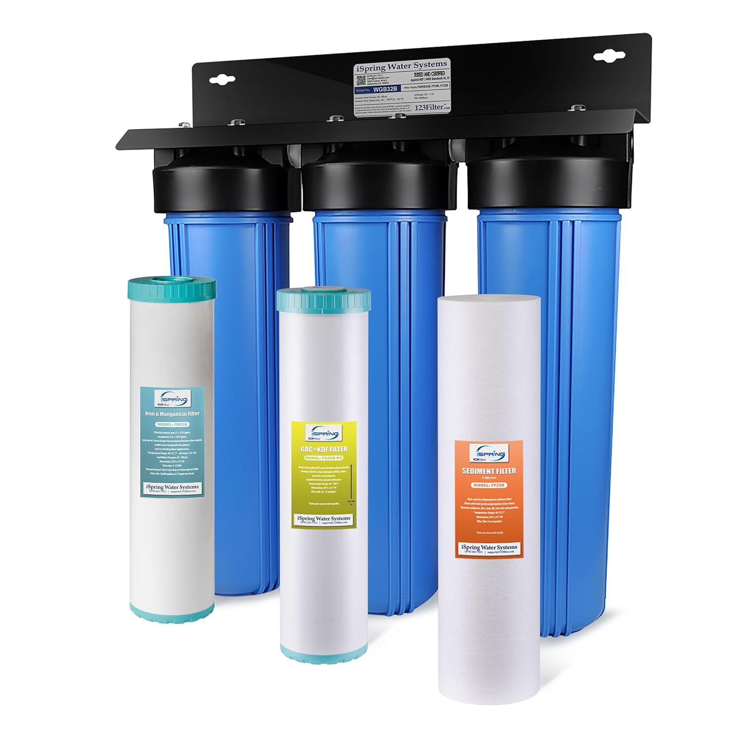 iSpring WGB32B-MKS WGB32B-MKS Triple-stage 15-GPM Carbon block Well water Whole House Water Filtration System