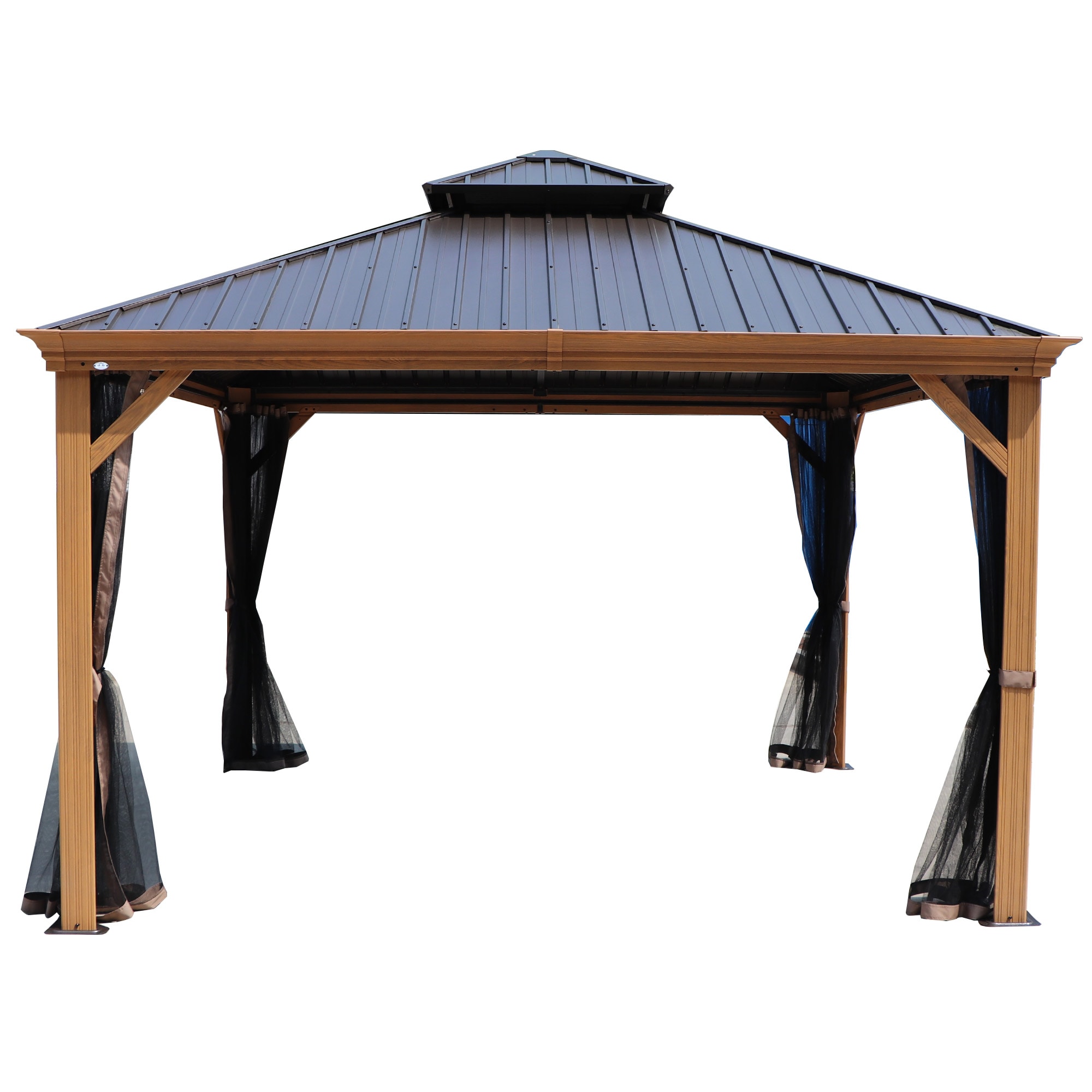 Kozyard KZPHG1212 12-ft x 12-ft Apollo Powder Coated Gazebo with Hardtop Roof (Screen Included)