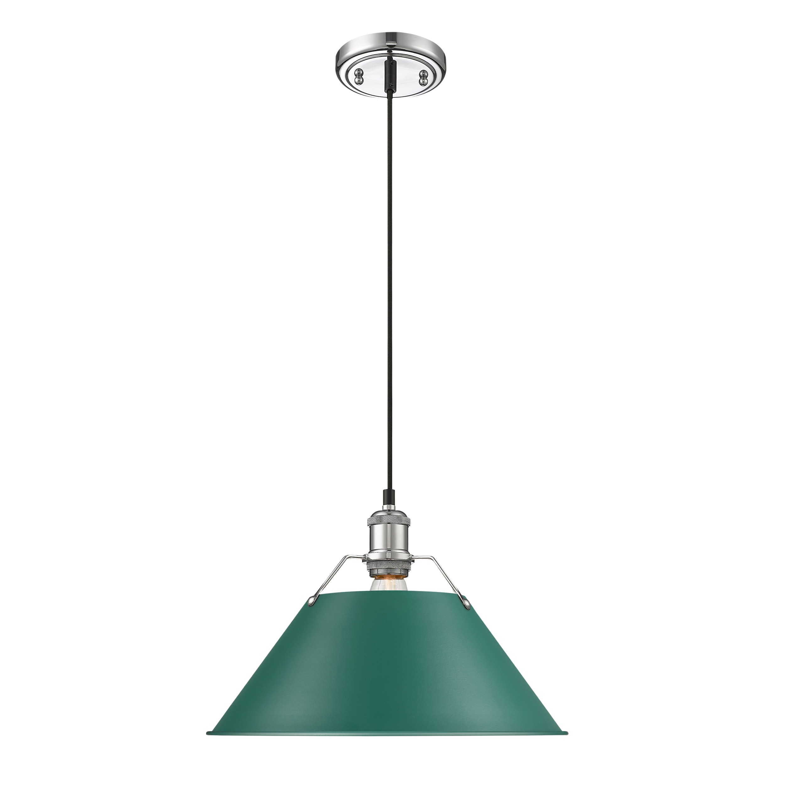 Golden Lighting 3306-L CH-GN Orwell 1 -Light Chrome Transitional Cone Large Hanging Pendant light