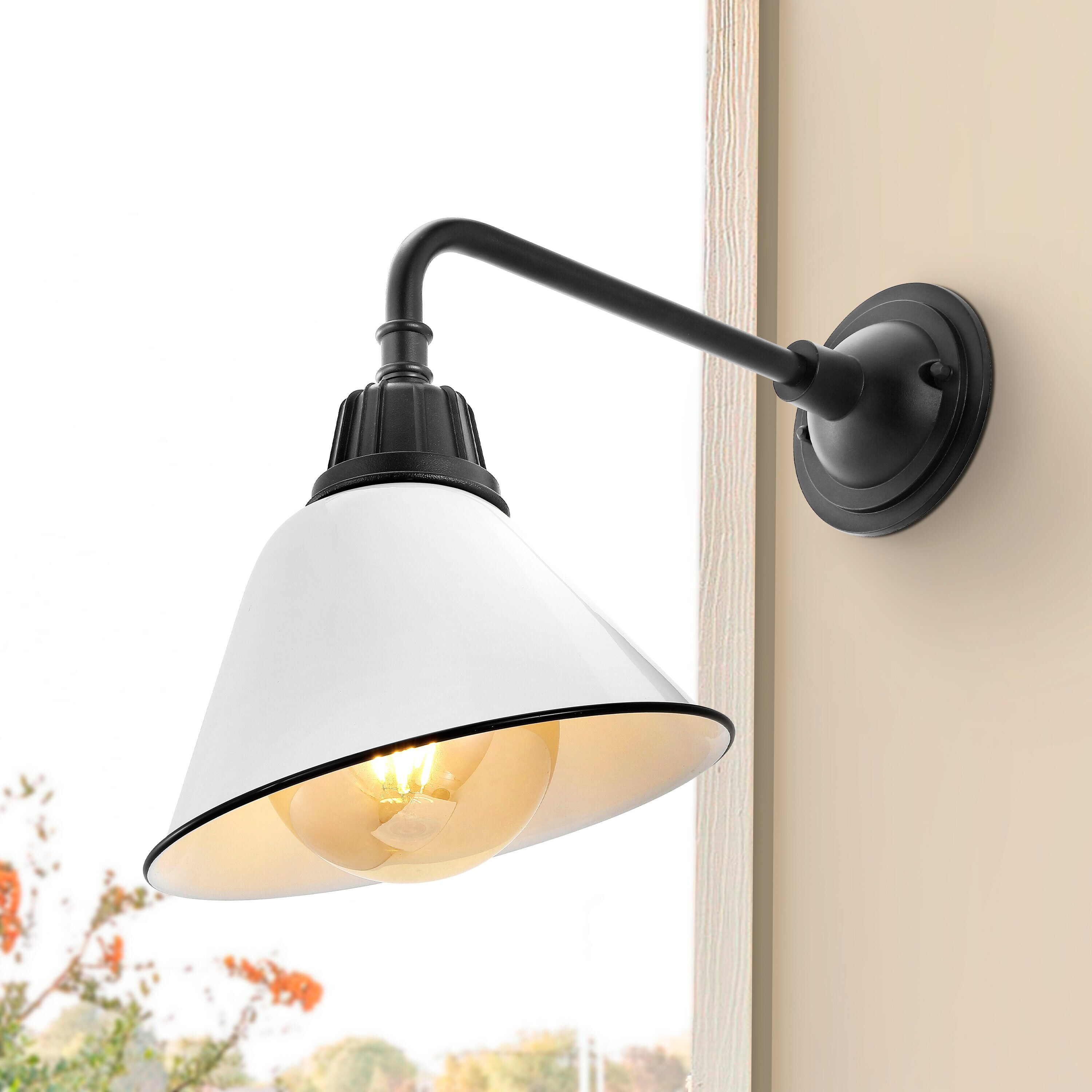 Croydon 9.63" White Iron LED Gooseneck Outdoor Sconce