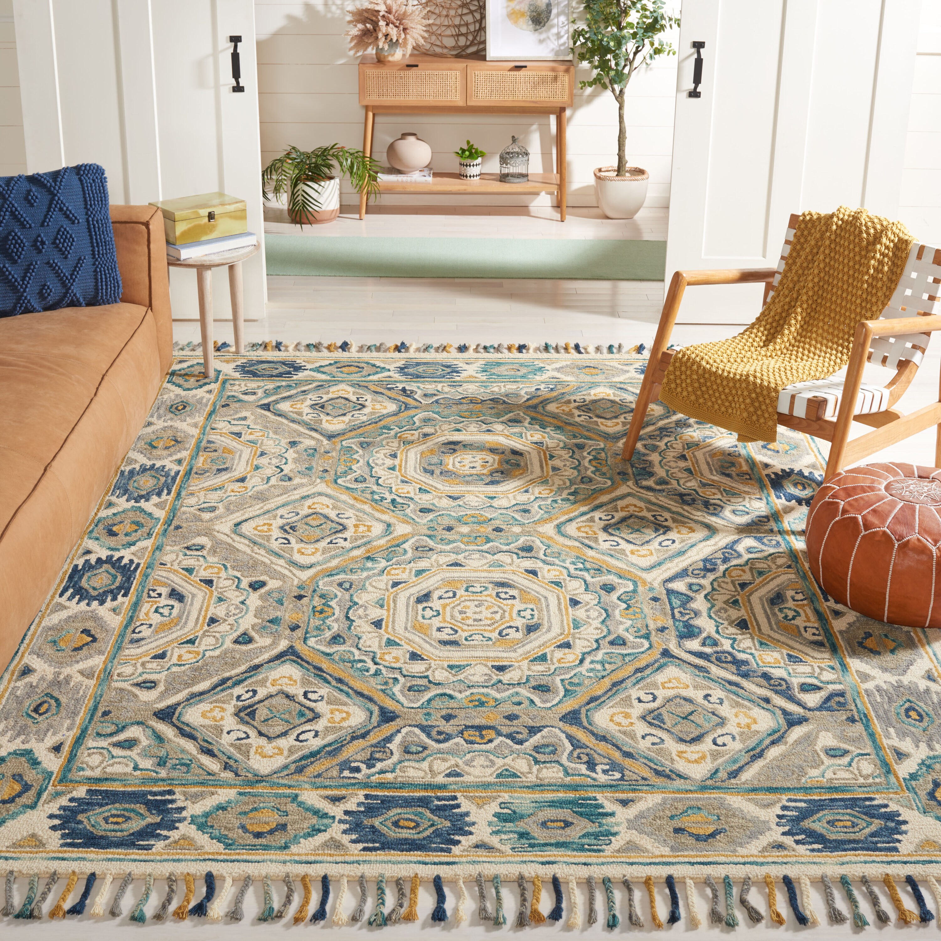  Aspen 251 Ivory/Charcoal Bohemian 8ft x 10ft Large Rectangle Rug