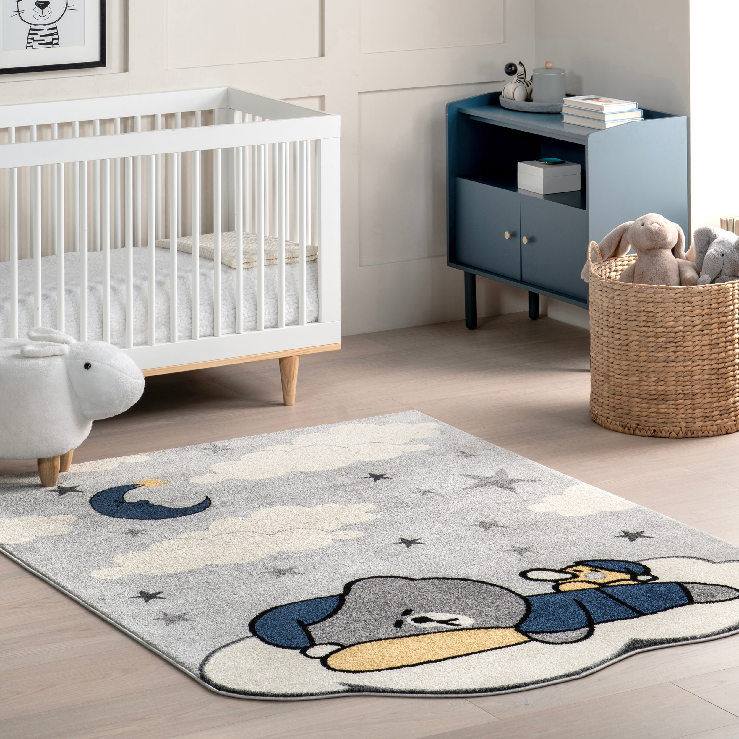 nuLOOM 200GCHS02A-406 Ryder Sleeping Bear Kids 4ft. x 6ft. Light Grey Area Rug