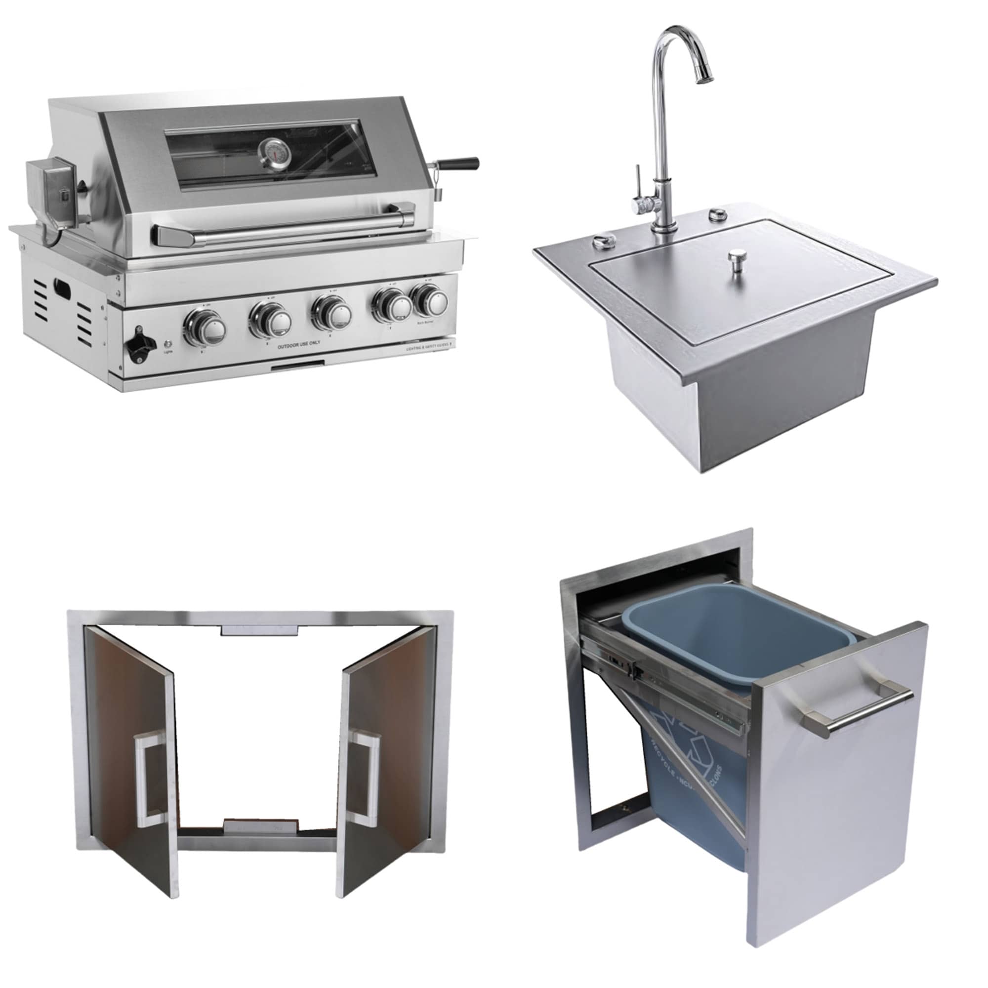 Mondawe 95-in W Modular Outdoor Kitchen Cabinet set with grill with 2 -Burners Gas Grill, Stainless steel Sansujyuku sansujyuku.com