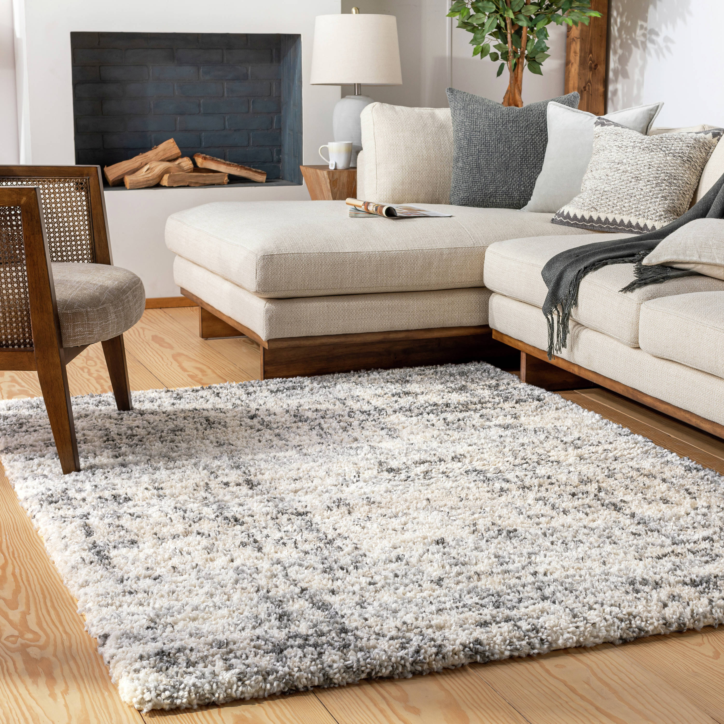 Origin 21 Ruby Shag 5 X 7 (ft) Gray Indoor Abstract Area Rug in