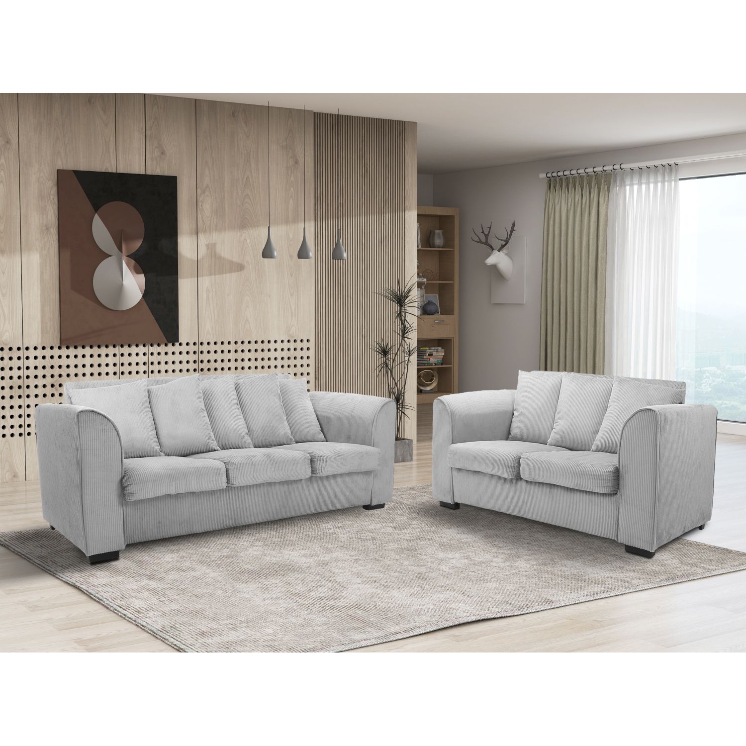 JASMODER W223S01567 3+2 Living Room Set Light Grey