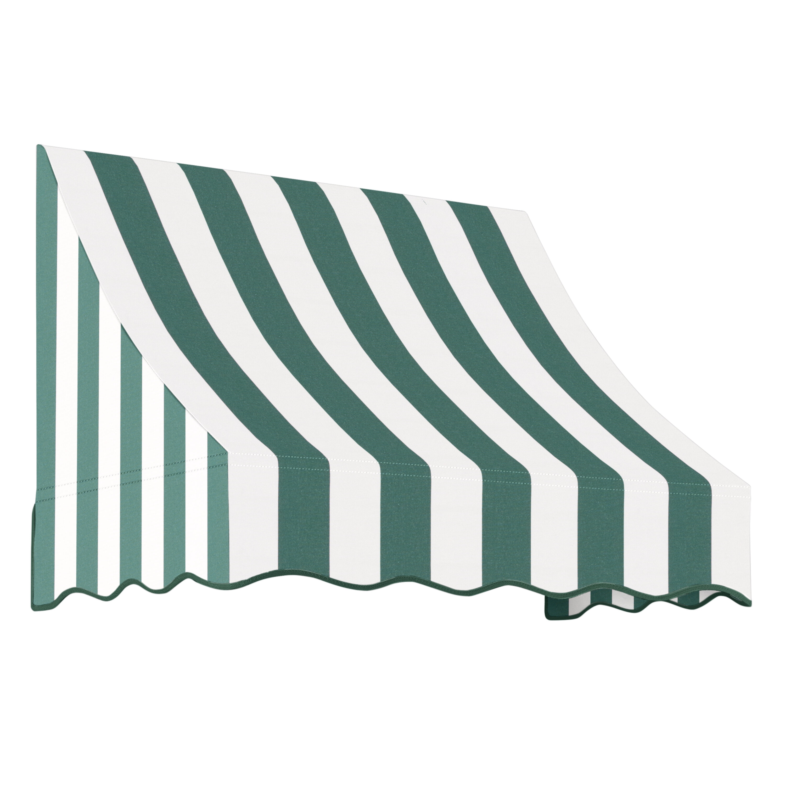 Awntech NT22-L-4FW Nantucket 52.5-in Wide x 24-in Projection x 31-in Height Fabric Forest/White Stripe Striped Fixed Window/Door Awning