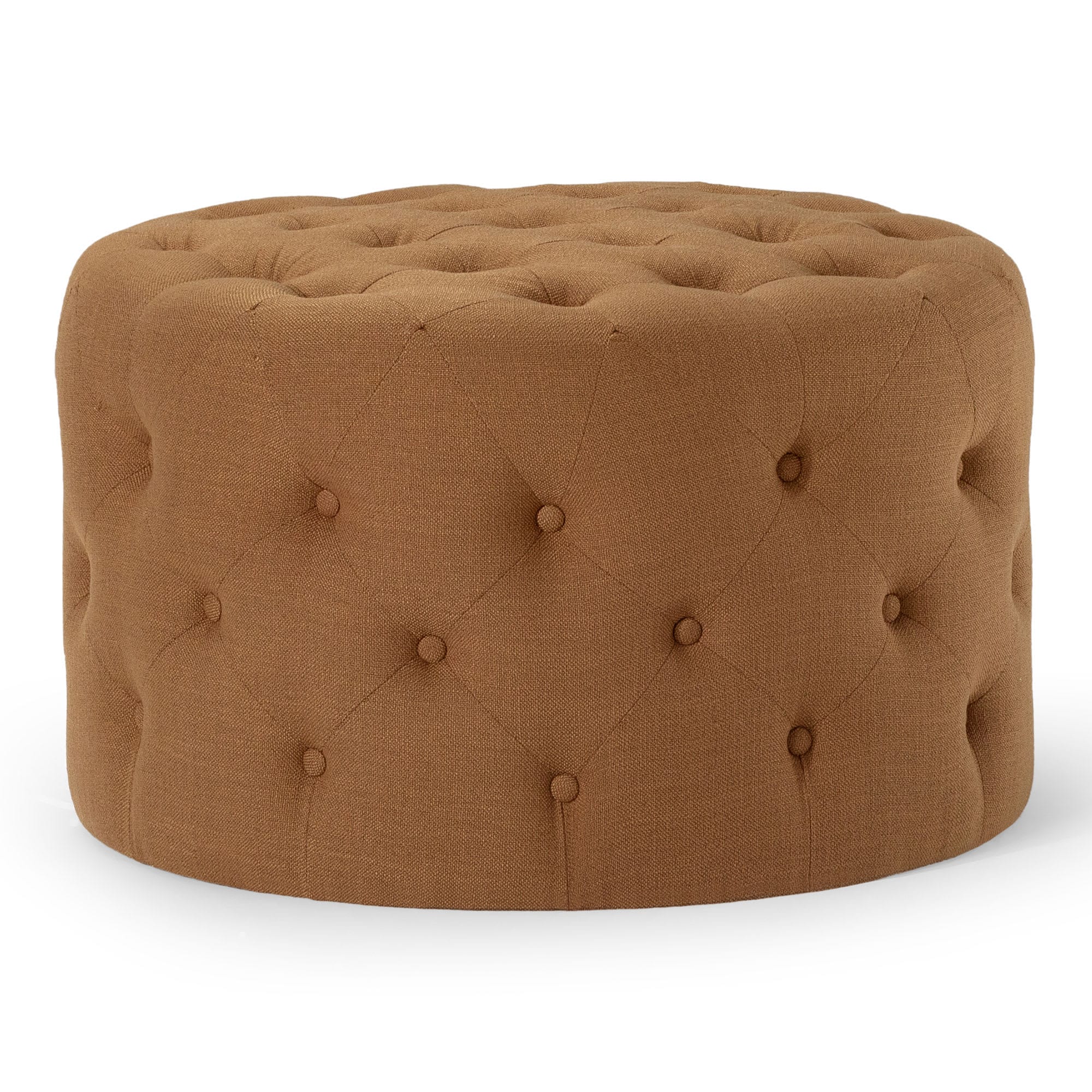 Maven Lane ML355502-FOM-CL Marcy Traditional Round Ottoman in Clay Fabric Upholstery