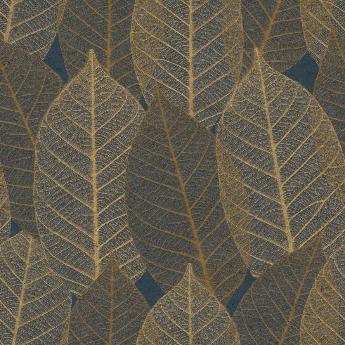 Leaf Lace Midnight Blue Wallpaper