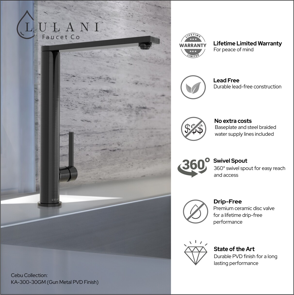 Lulani KA-300-30GM Kitchen-Faucets - View #5
