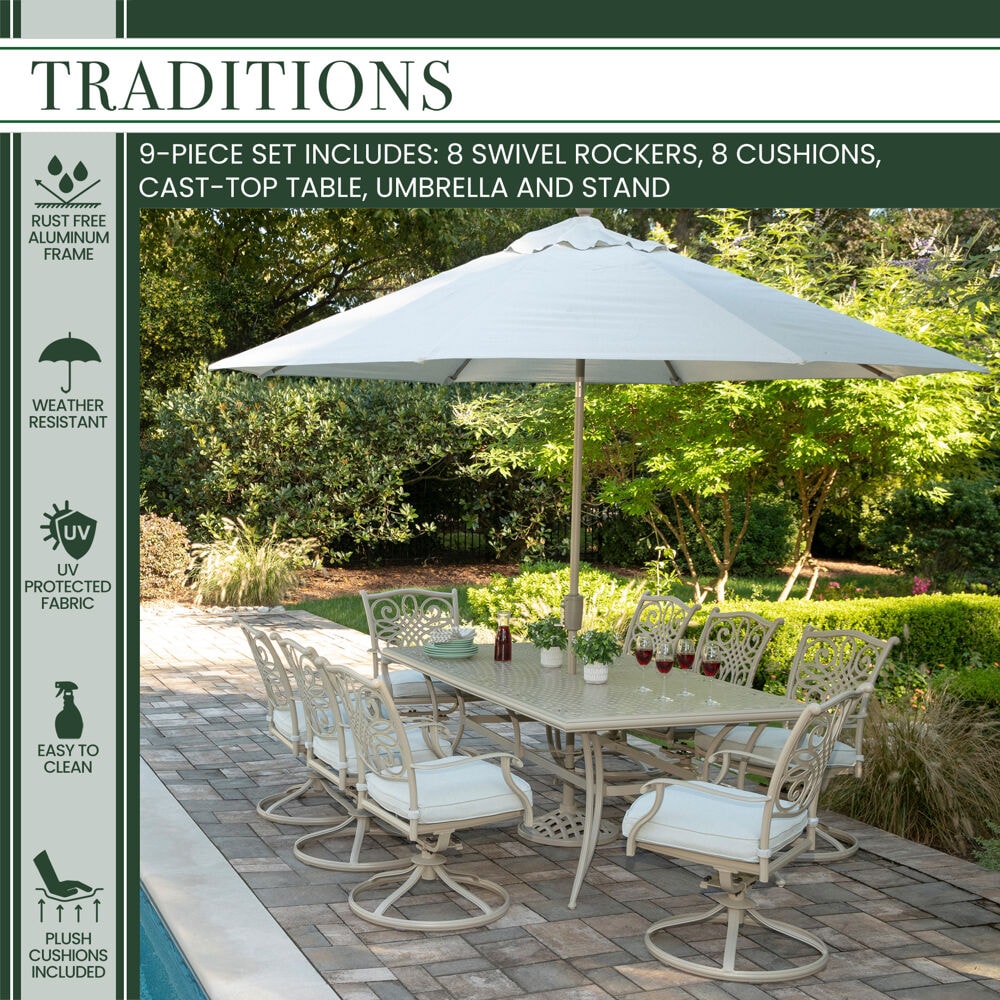 Hanover TRADDNSD9PCSW8-BE-SU Patio-Dining-Sets - View #2