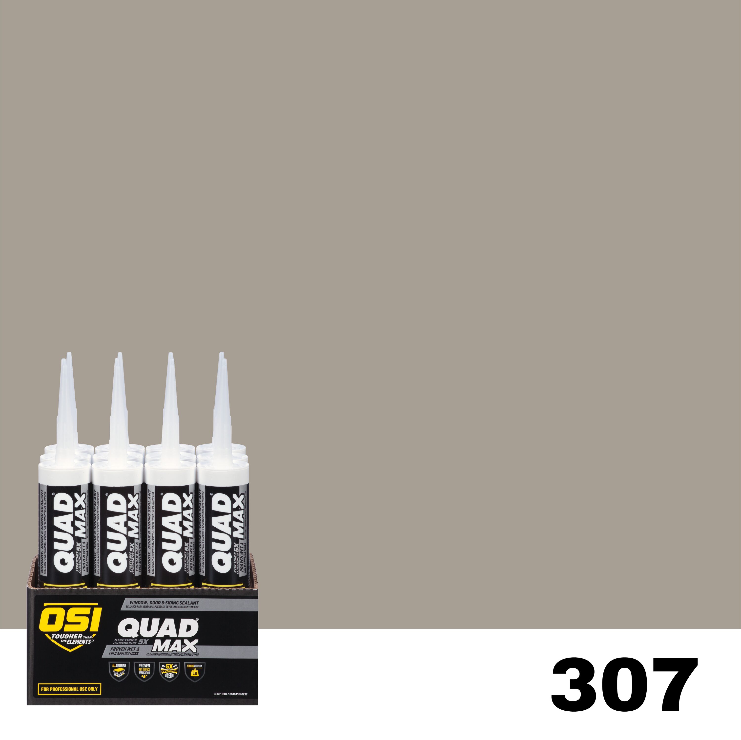 OSI 1869346 Quad Max 12 -Pack 9.5-oz Window door Clay 307 Paintable Advanced Sealant Caulk