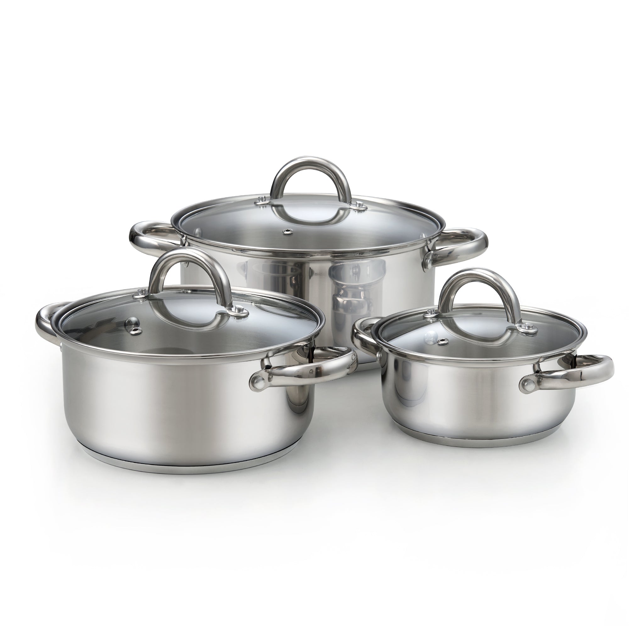 Cook N Home 02724 6-Piece Stainless Steel Sauce Pot and Casserole Set for Versatile Cooking