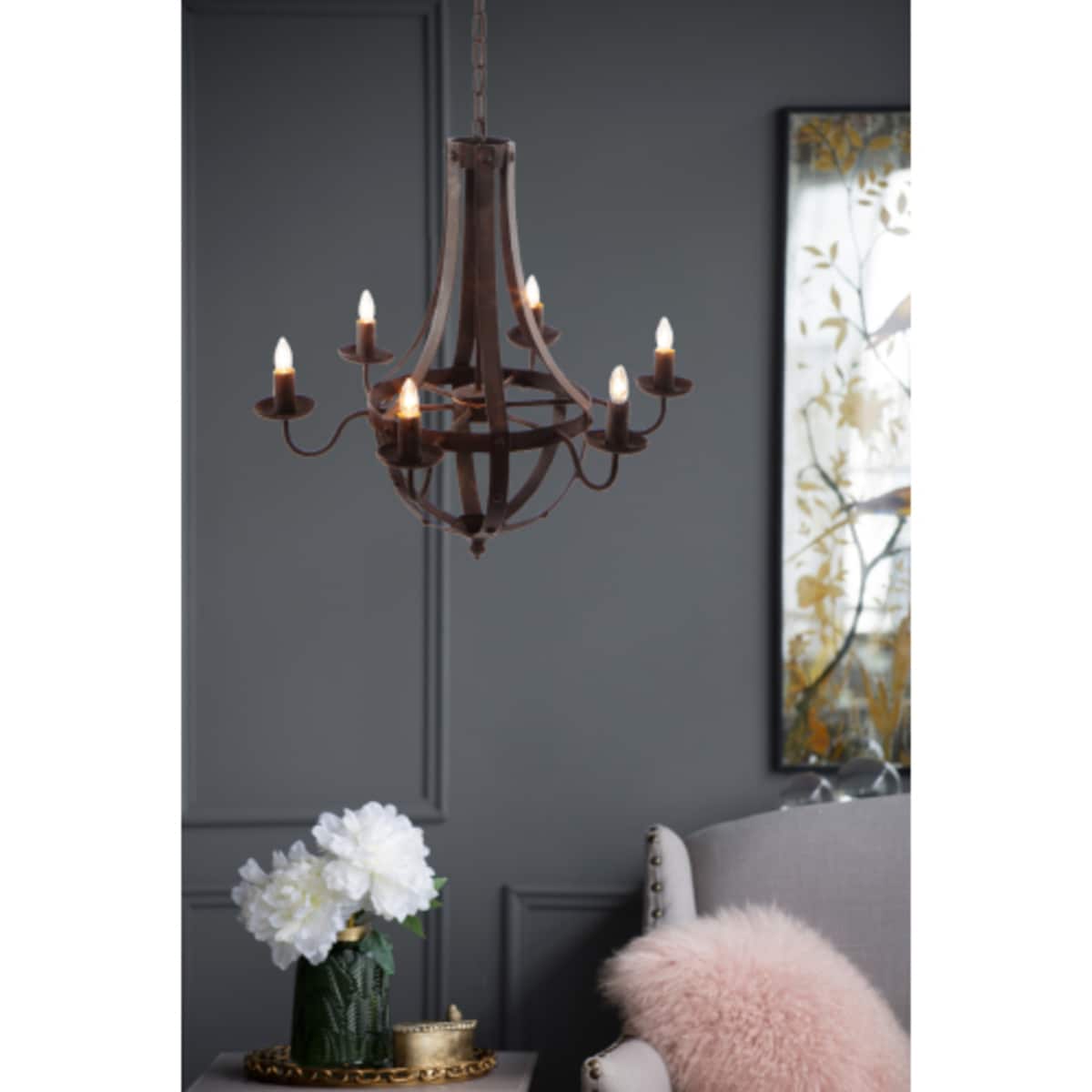 FAVSH 6 Light Metal Chandelier Hanging Light