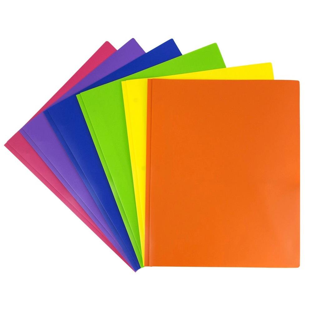 Plastic Folders with Pockets Fits 3 Ring Binder Folders with Prong Fasteners 2 Pocket Primary 4 Pack 
