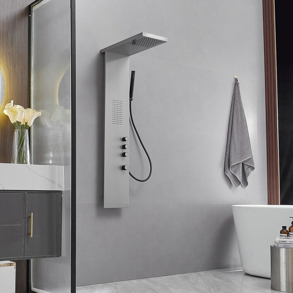 iDesign Neo Wire 3-Shelf Rectangular Shower Tower Silver