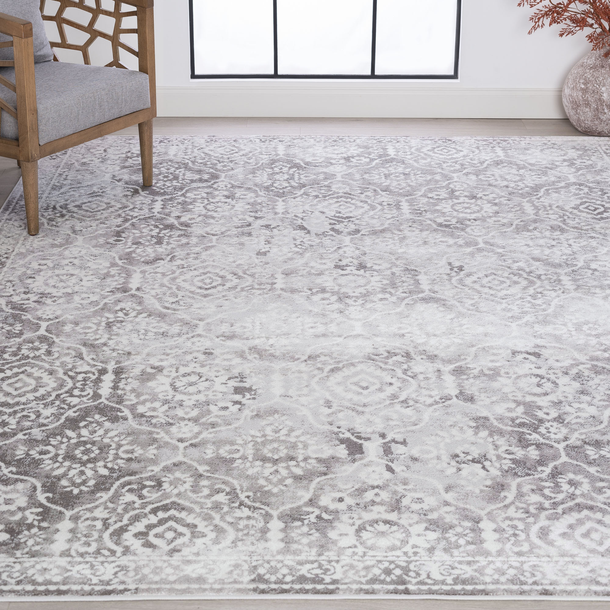 Tayse NEX1800 9X12 Nexus 9 x 12 (ft) Loomed Polypropylene Gray Rectangular Indoor Damask Oriental Area rug