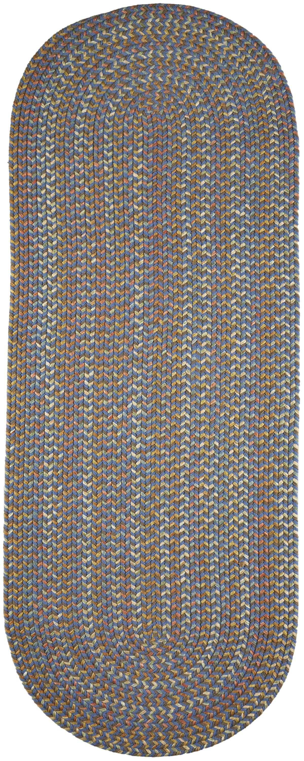 Rhody Rug CY97R024X096 2 x 8 (ft) Braided Polypropylene Marina Blue Oval Indoor/Outdoor Geometric Area rug
