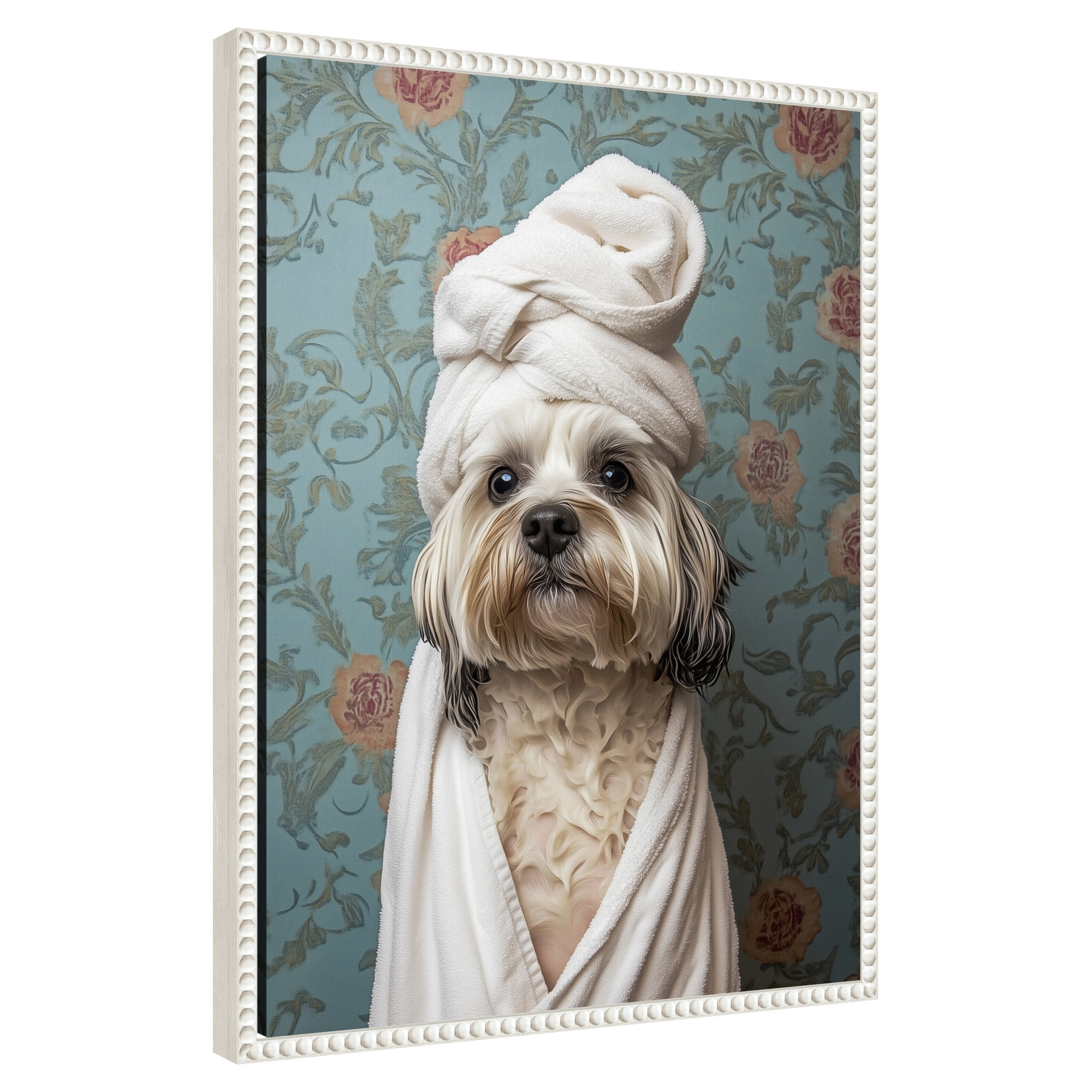 Amanti Art -  Spa Day Pooch by Mowzu Framed Canvas Wall Art Print 18 W x 24 H in.