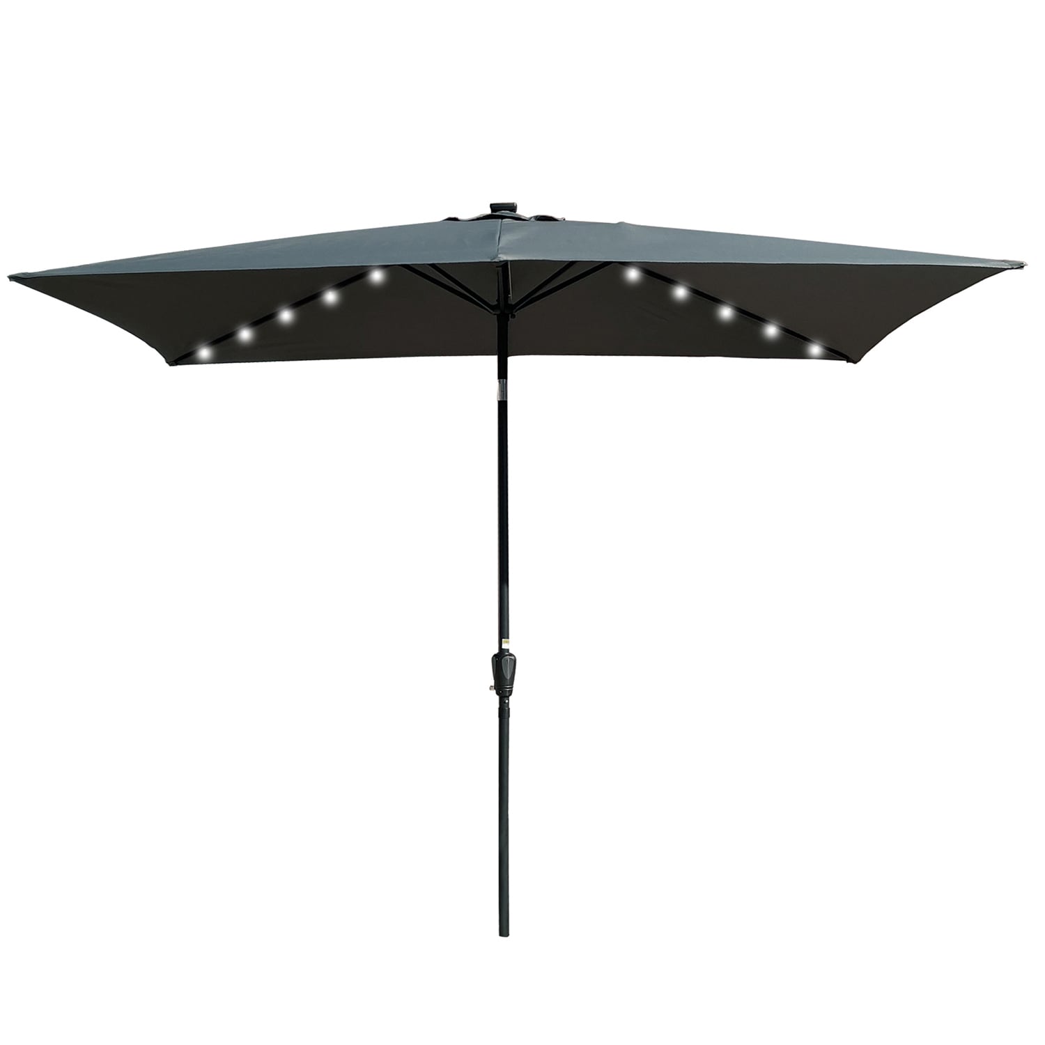SINOFURN SYA810034RD 10-ft Steel Gray Market Patio Umbrella with Lights