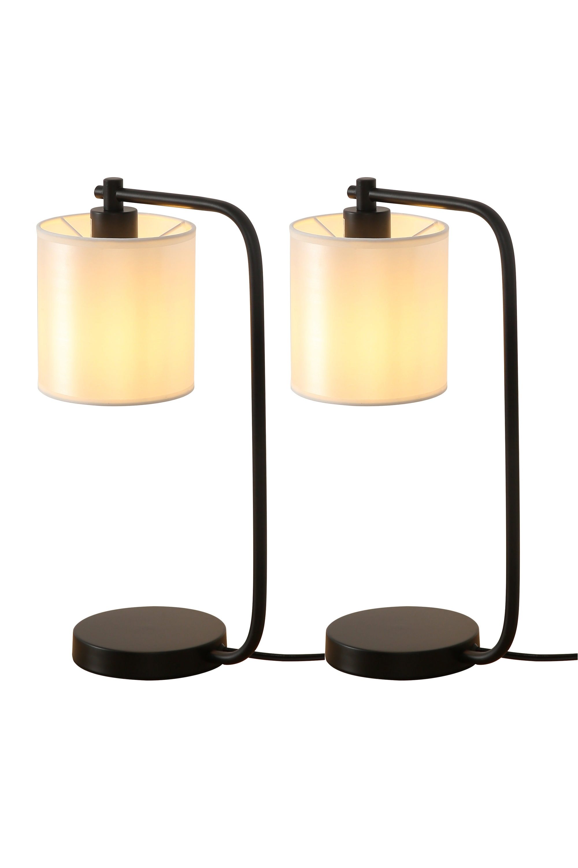 Cedar Hill 420108 19-in Black LED Table Lamp with Fabric Shade (Set of 2)