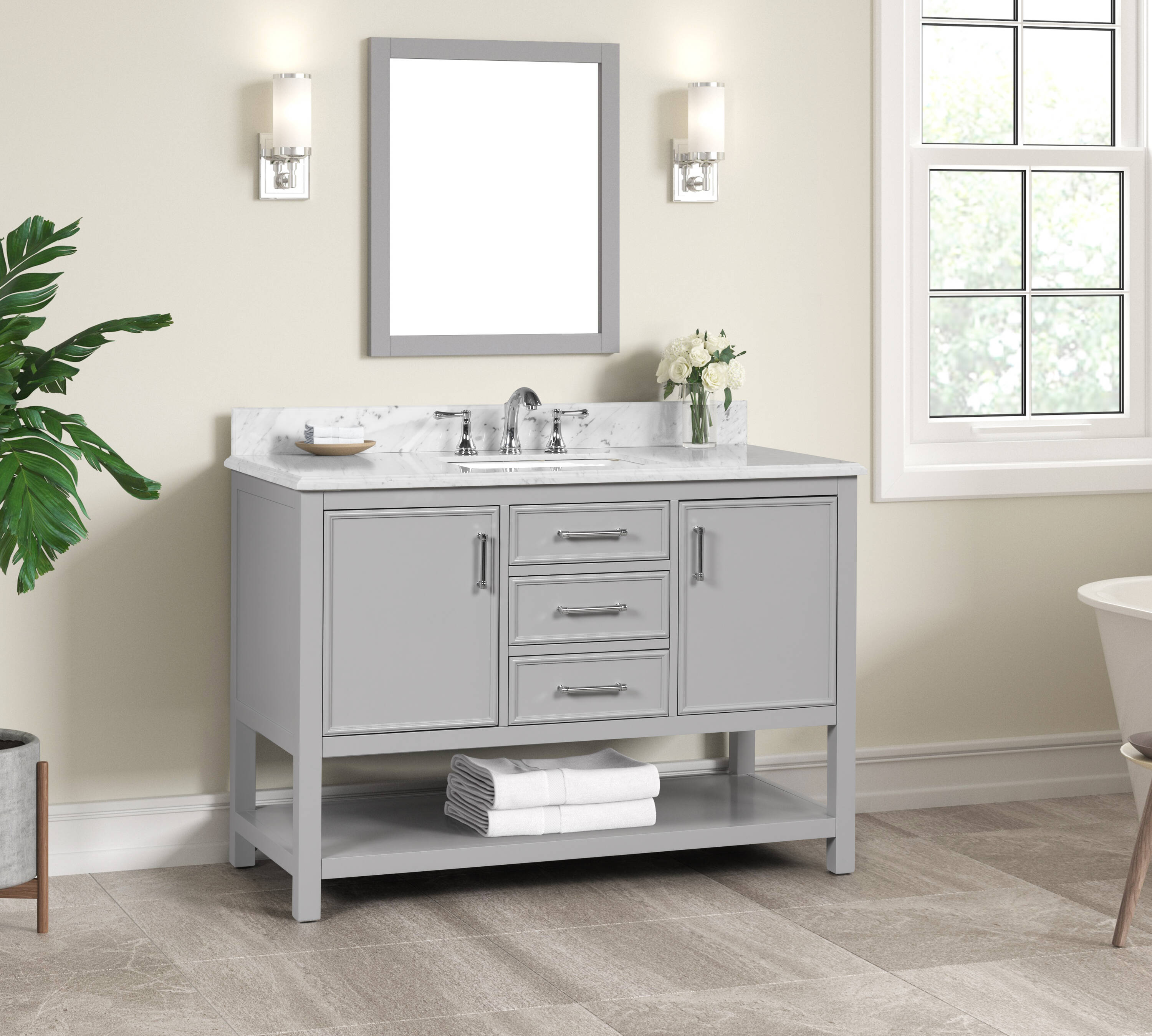 allen + roth Presnell 49-in Gray Undermount Single Sink Bathroom Vanity ...