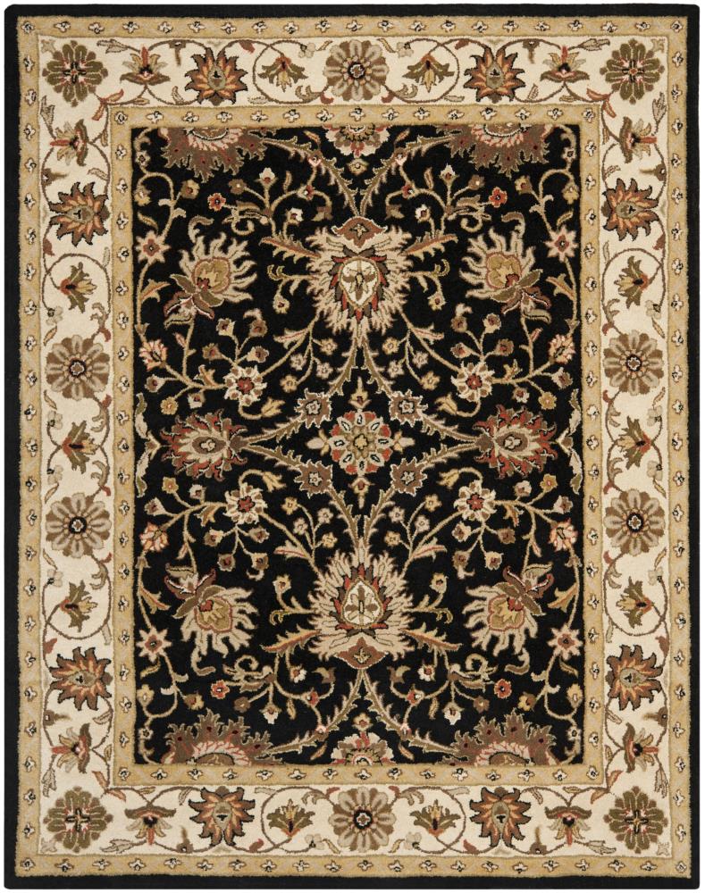 Safavieh AT249B-8 Antiquity Jilias 8 x 10 (ft) Tufted Wool Black Rectangular Indoor Floral/Botanical Vintage Area rug