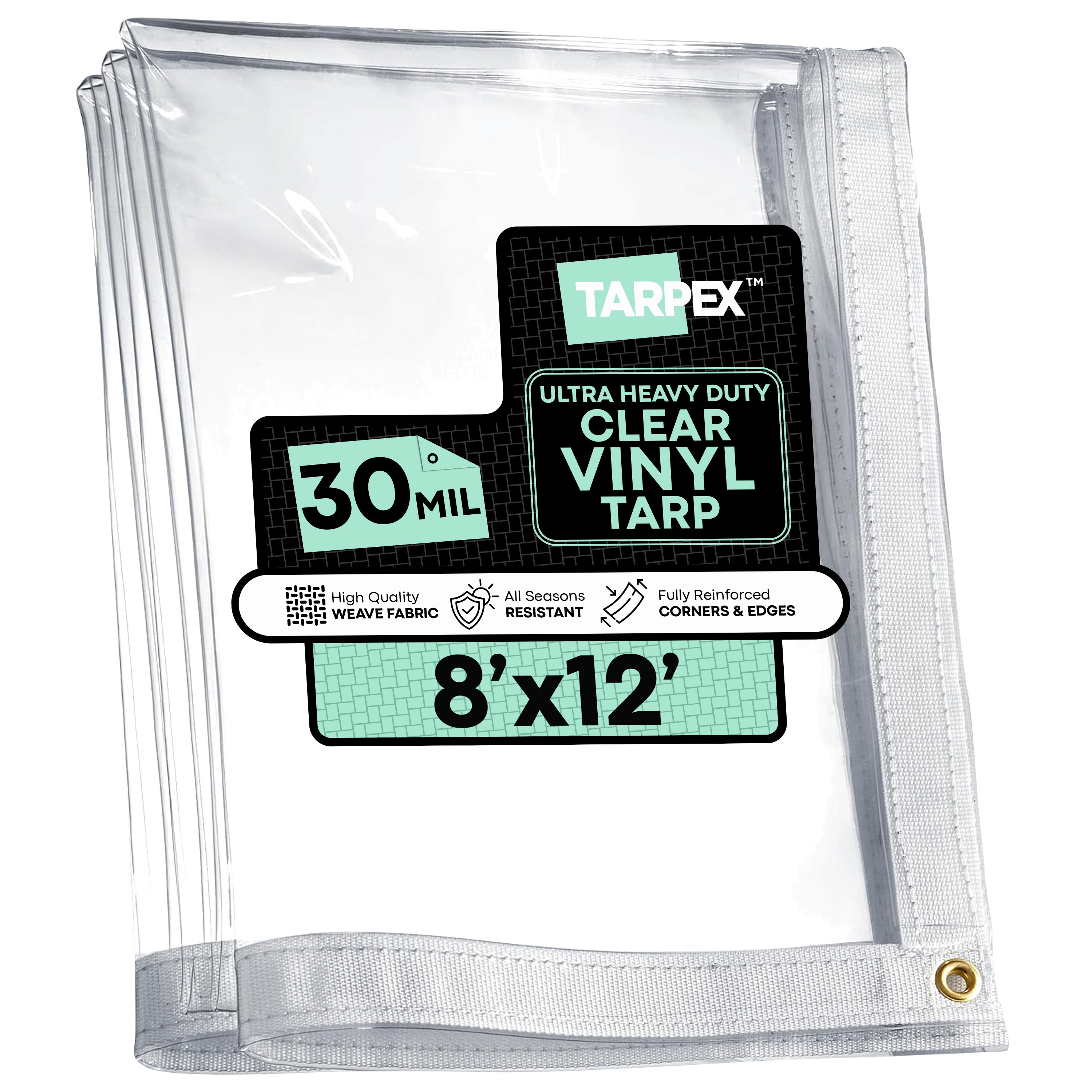 Tarpex 8-ft x 12-ft White Waterproof Commercial Vinyl 30-mil Tarp