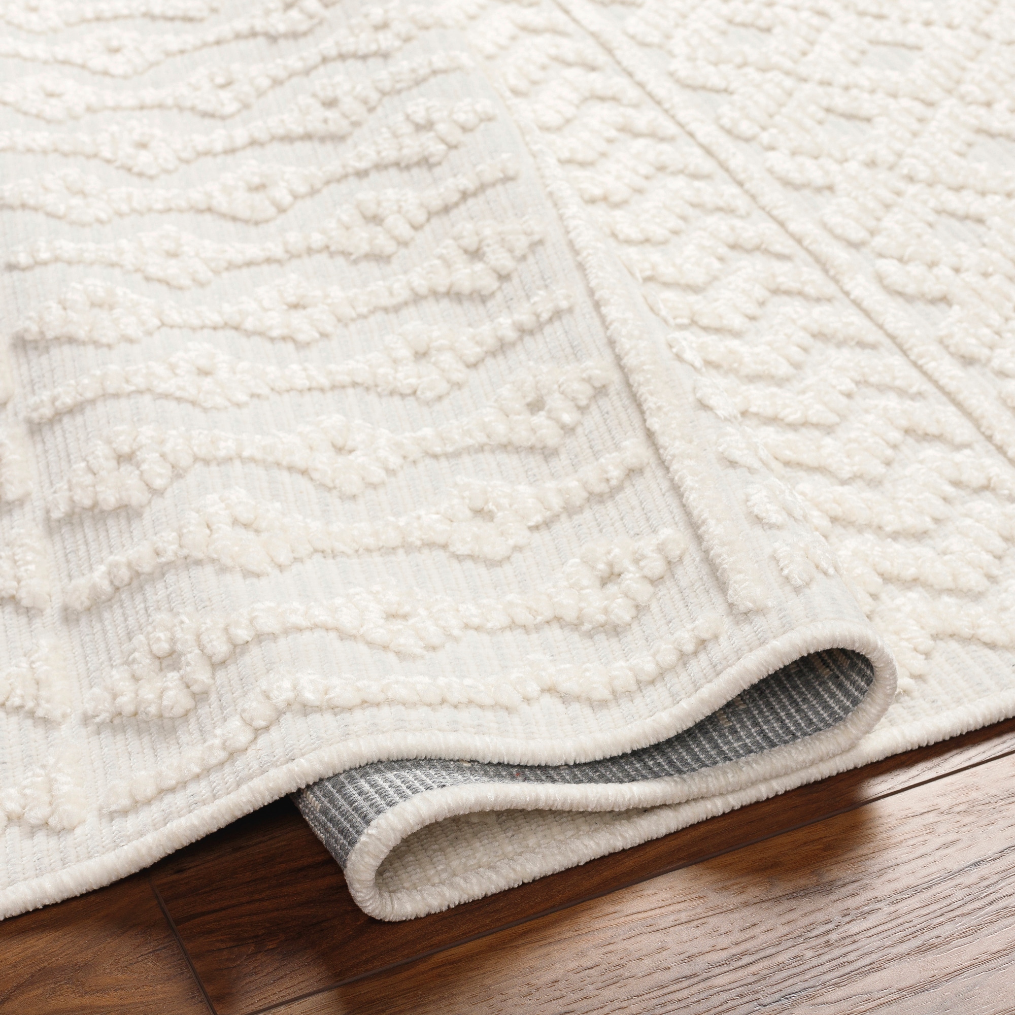 Gray Chevron Washable Cotton Synthetic Area Rug, 5' x 7'