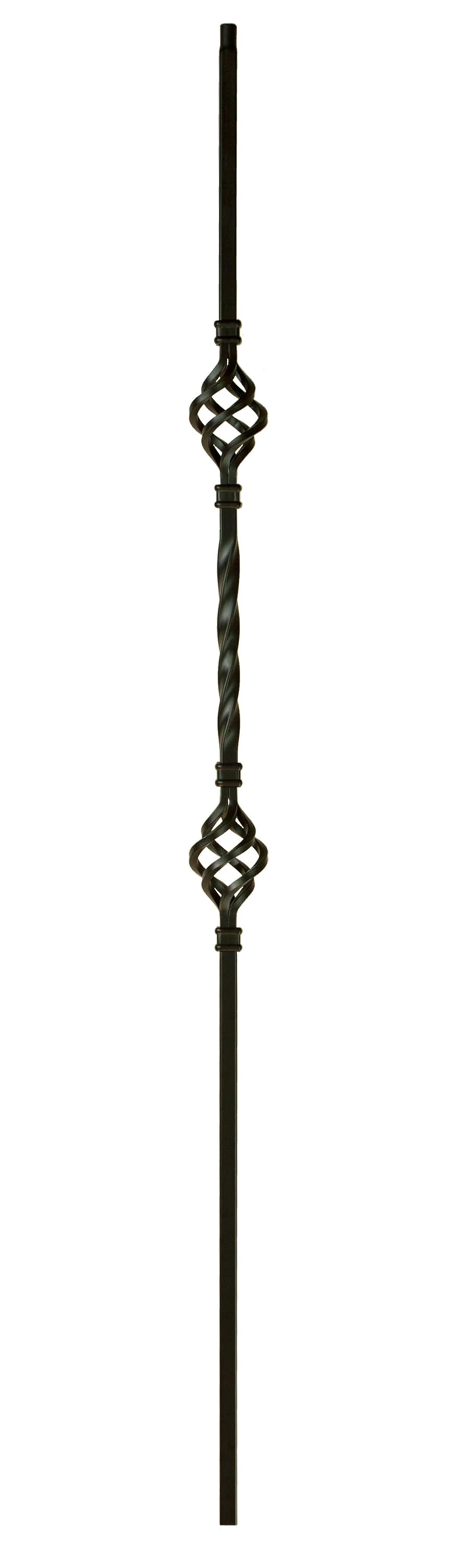 WM Coffman 800983 44-in x 0.5-in Classic Satin Black Wrought Iron Pin Top Single Basket Stair Baluster