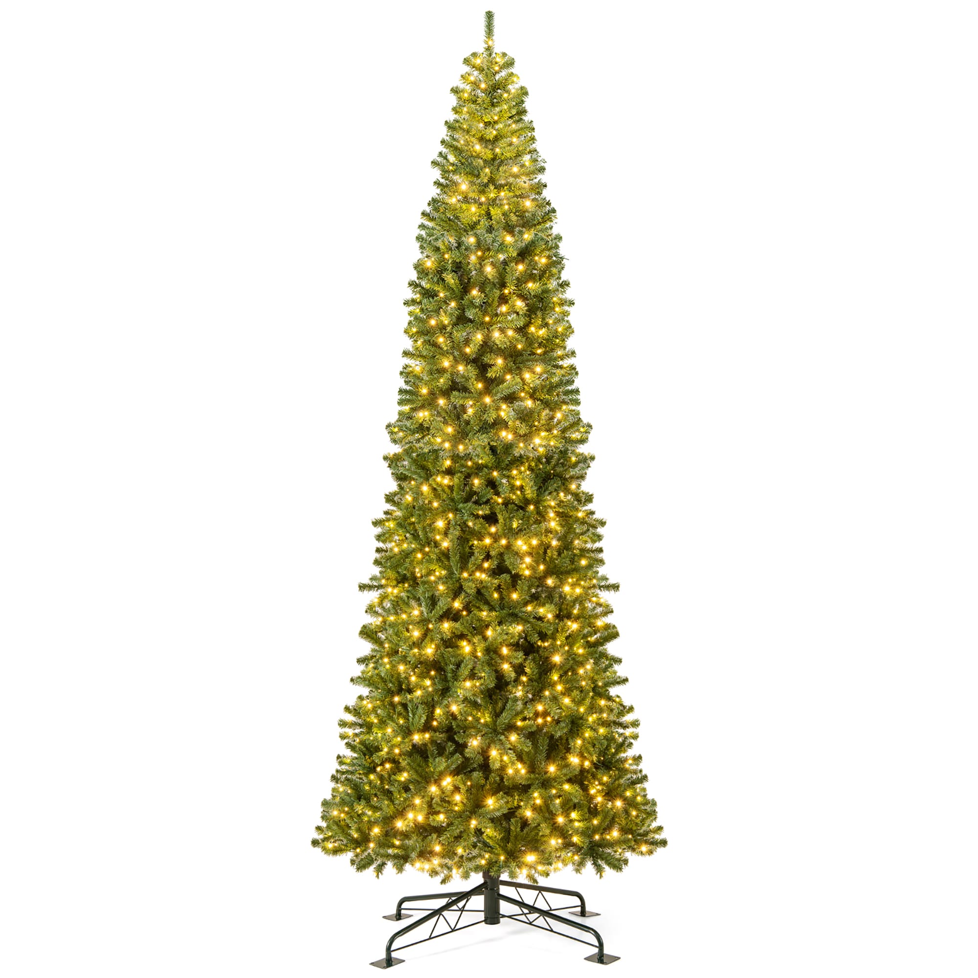Costway - 12-ft Alaskan pine Artificial Christmas Tree with White LED Lights