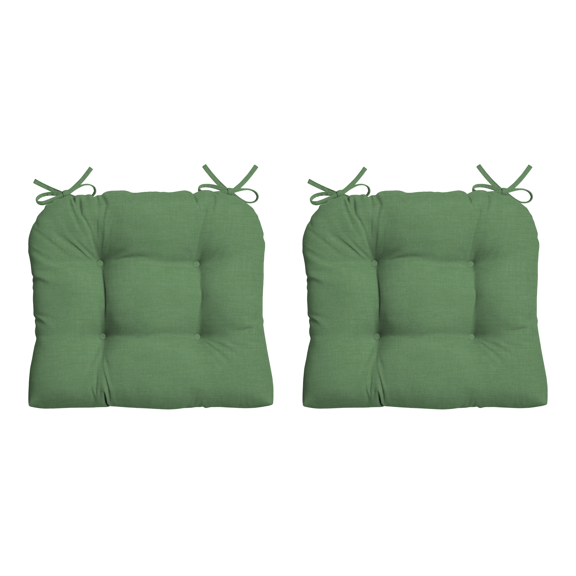 Moss Green Polyester Outdoor Wicker Chair Cushions, Set of 2