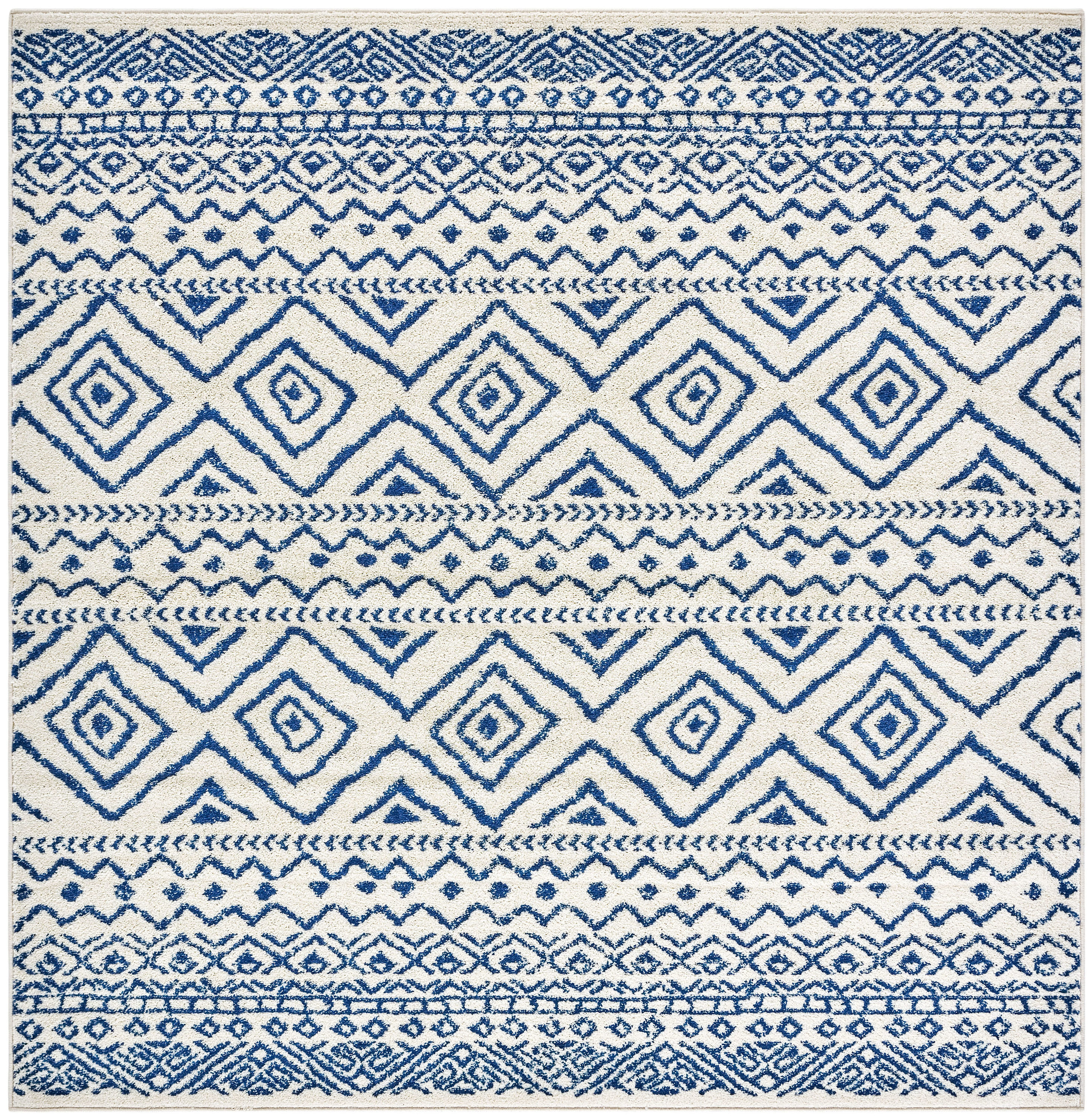 Safavieh TUL267C-7SQ Tulum Logan 7 x 7 (ft) Loomed Polypropylene Ivory/Navy Square Indoor Geometric Global Area rug
